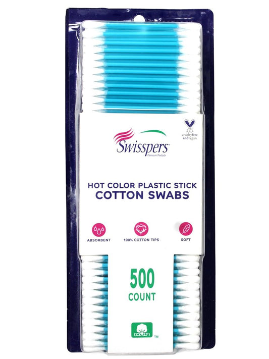 Swisspers Hot Colored Swabs - 500 Count Assorted Colors | Ideal for Makeup & Crafts