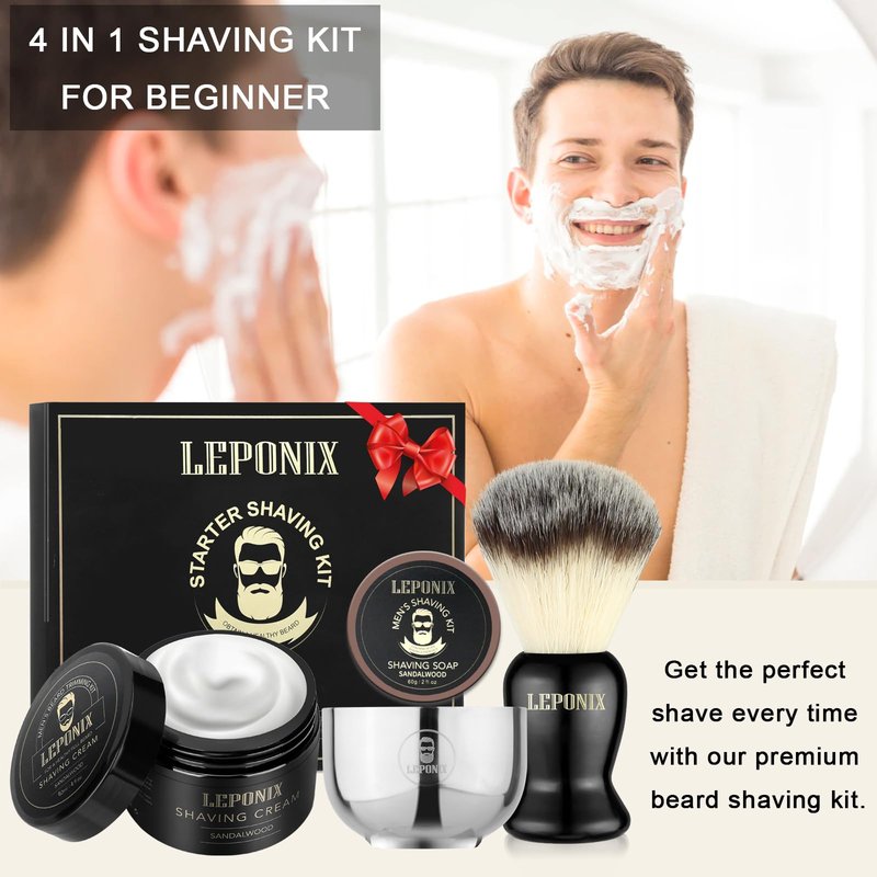 Mens Shaving Kit, The Ultimate Secret Santa Gift Set - Include Shaving Soap, Brush, Cream & Bowl – Premium Aftershave Christmas Gift Set for Him, Husband, Boyfriend – Ideal Grooming Essentials