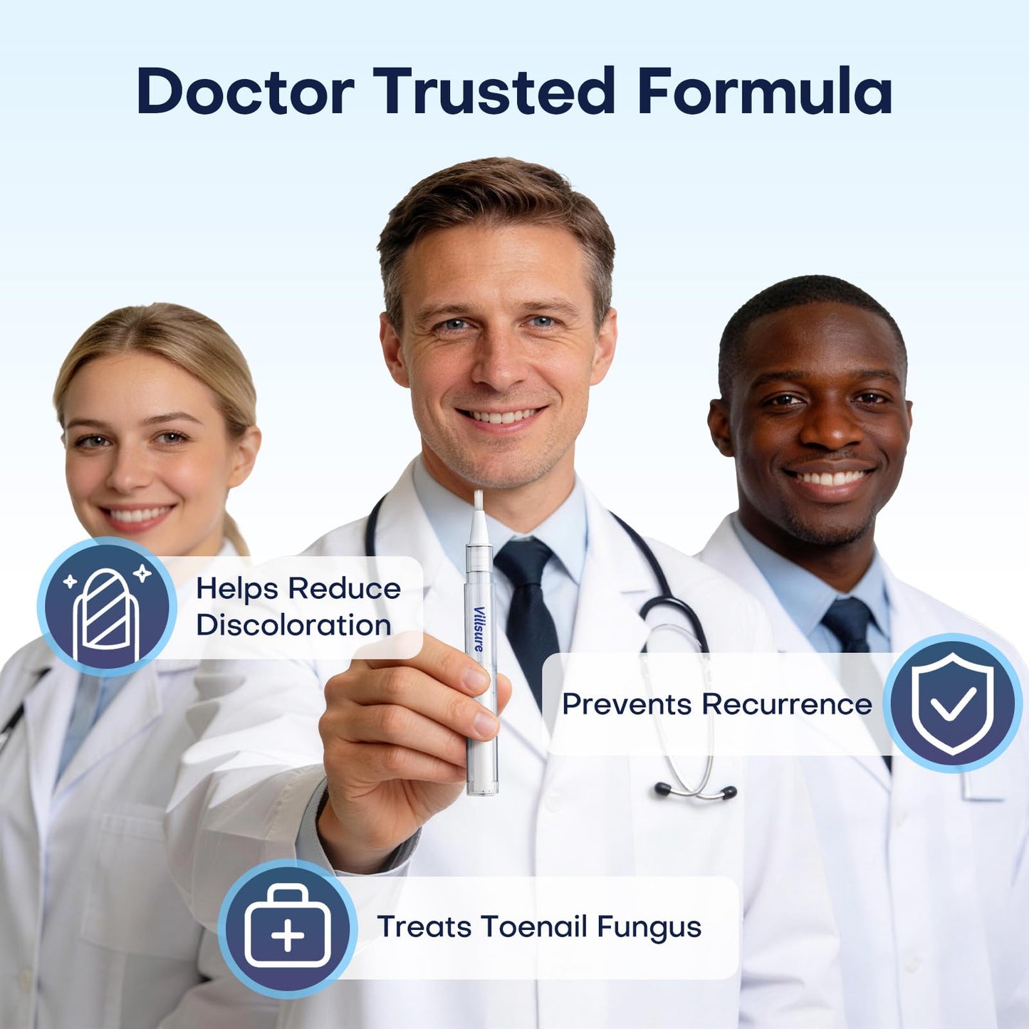 Villsure Toenail Fungus Pen - Toenail Fungus Treatment Extra Strength, Contains 25% Undecenoic Acid, Tea Tree Oils, along with Other Natural Ingredients, Mild and Non-Irritating- Nail Fungus Pen 5pcs