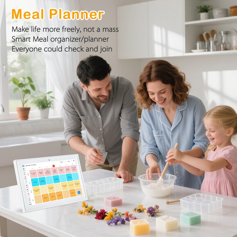 USIN 10.1" Smart Digital Calendar Wall Touch Screen, Wi-Fi Sync, Family Duty Chore Charts, Meal Planner, to Do List, Smart home organizer, No Subscription Fee, Built-in 5MP Camera for Video Calls, Interactive Electronic Digital Photo Frame, Desk stand & W
