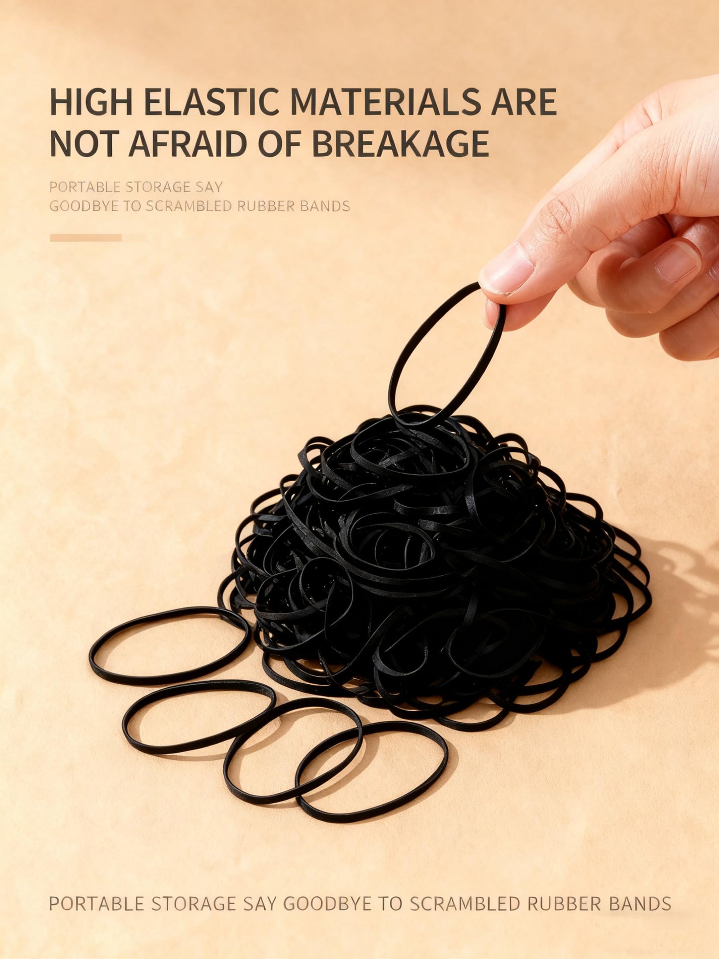 200 pcs Black Elastic Hair Ties Rubber Bands Mini Polyband Soft Ponytail Holder for Kids Baby Girls TPU Pack
