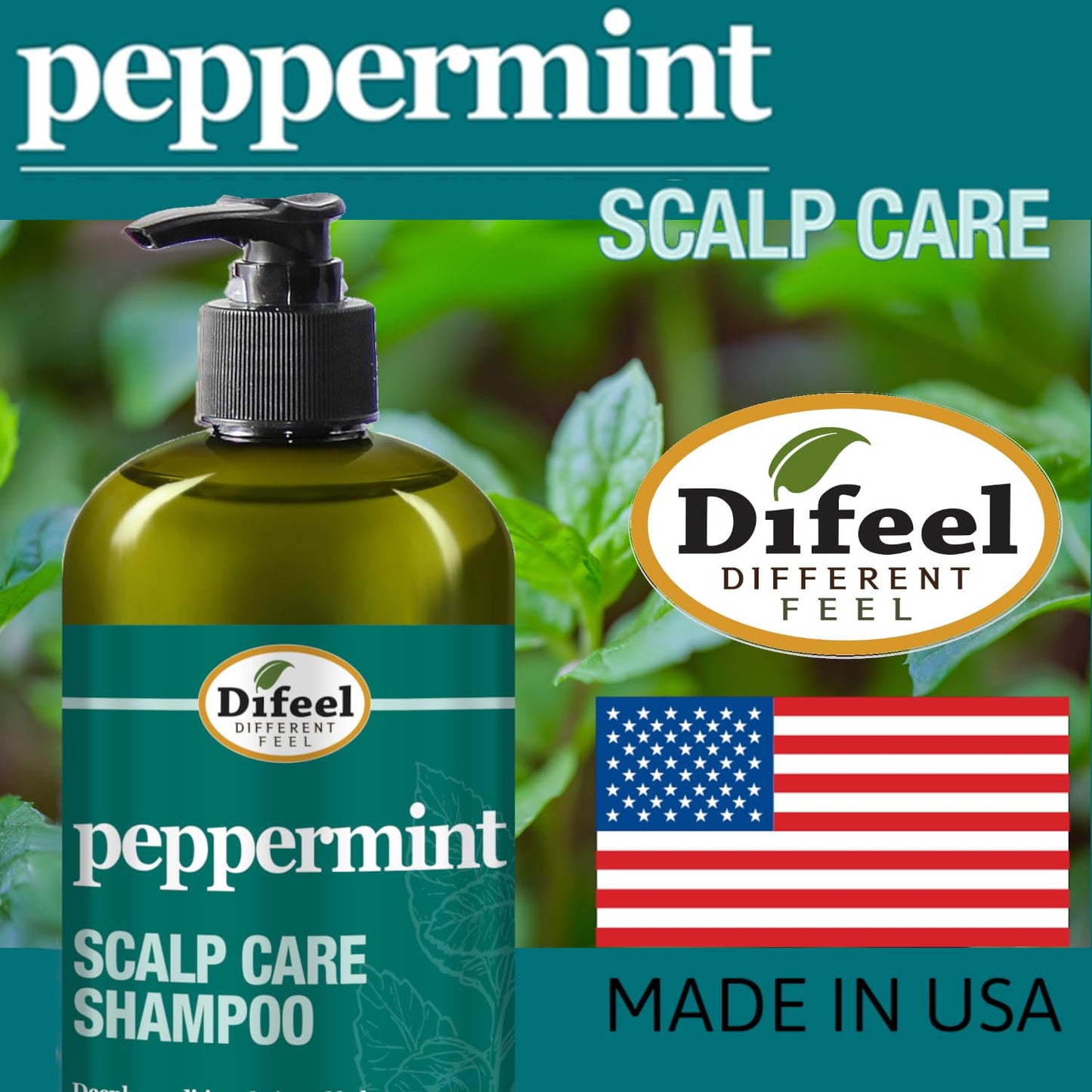 Difeel Peppermint Scalp Care Shampoo 33.8 oz. - Peppermint Shampoo Made with Natural Ingredients