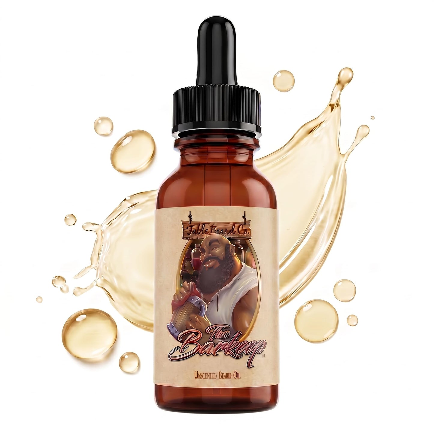 Fable Beard Co. Beard Oil - The Barkeep, Unscented, Natural Beard Oil for Men with Jojoba & Argan Oils, Vitamin E, Beard Hair Softener, Made in USA (1 Fl Oz)