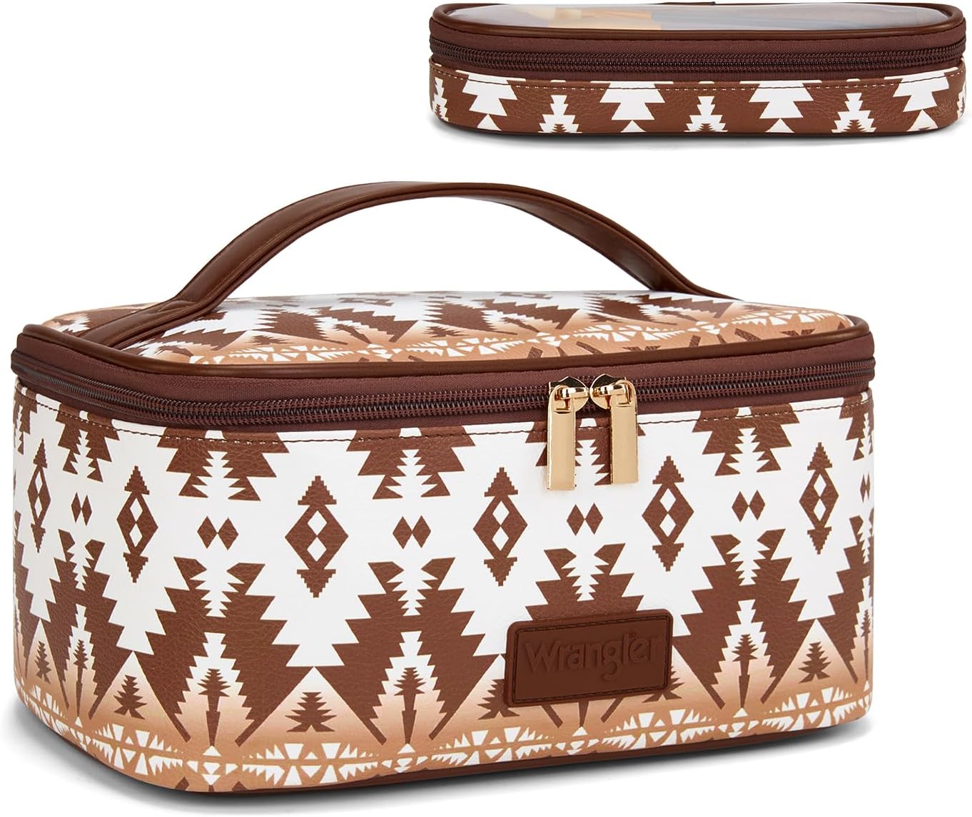 Montana West Travel Makeup Bag Set - Large Cosmetic Organizer with Brush Holder & Divider | Cute Aztec Design