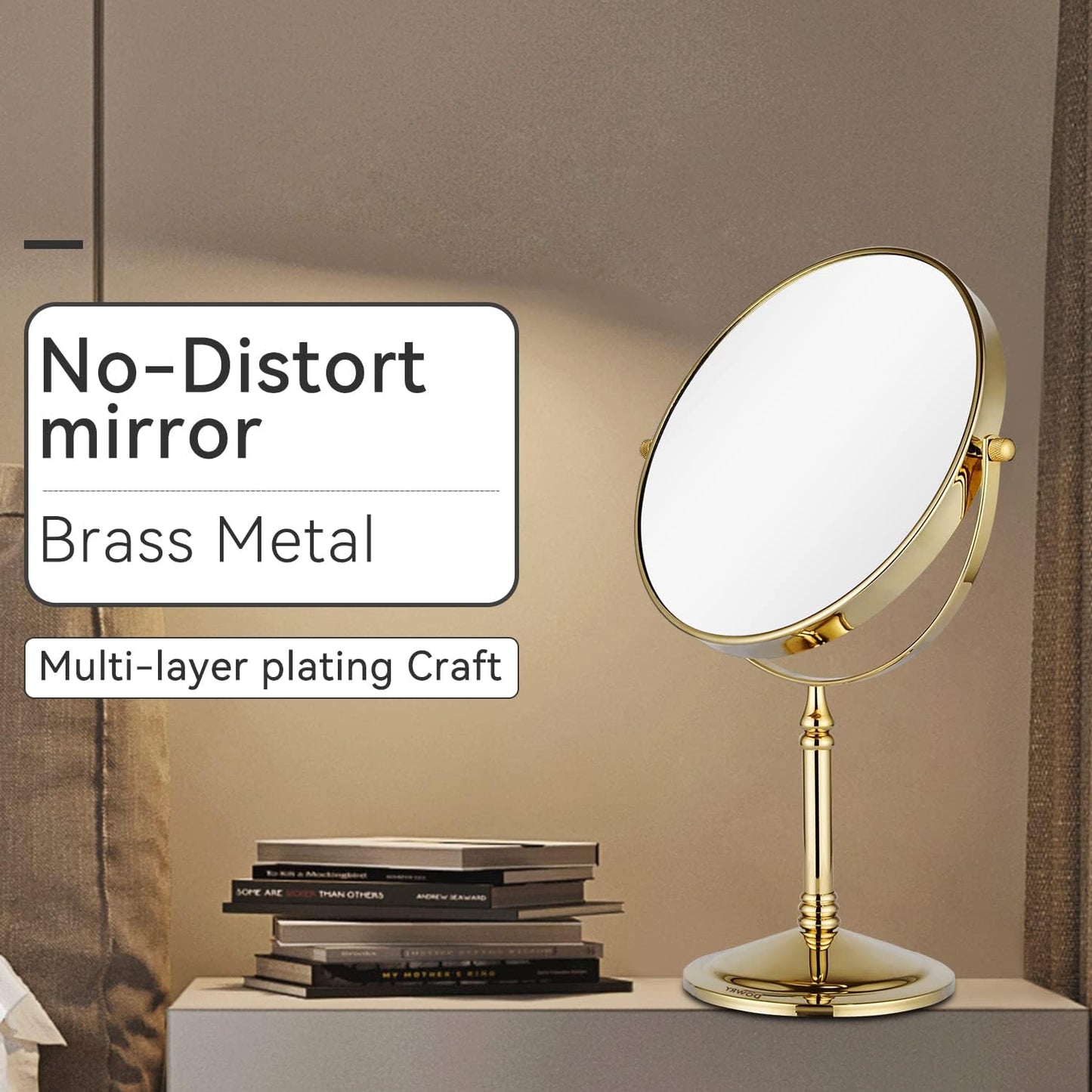 DOWRY 10x Magnification Makeup Mirror - Two-Sided Vanity Mirror | Gold Finish for Home & Gifts