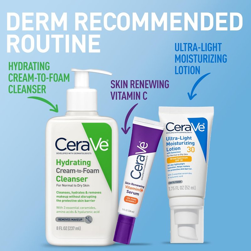 CeraVe Ultra-Light Moisturizing Lotion - Daily Face Moisturizer with SPF 30 & Hyaluronic Acid | Oil-Free, 1.7 Oz