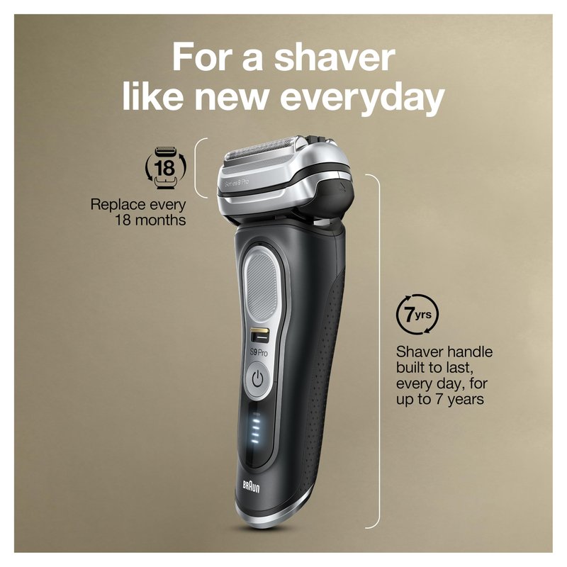 Braun Series 9 Pro 9460cc Electric Razor, Waterproof Foil Shaver, Wet/Dry Use, ProLift Beard Trimmer, 5-in-1 Cleaning & Charging SmartCare Center