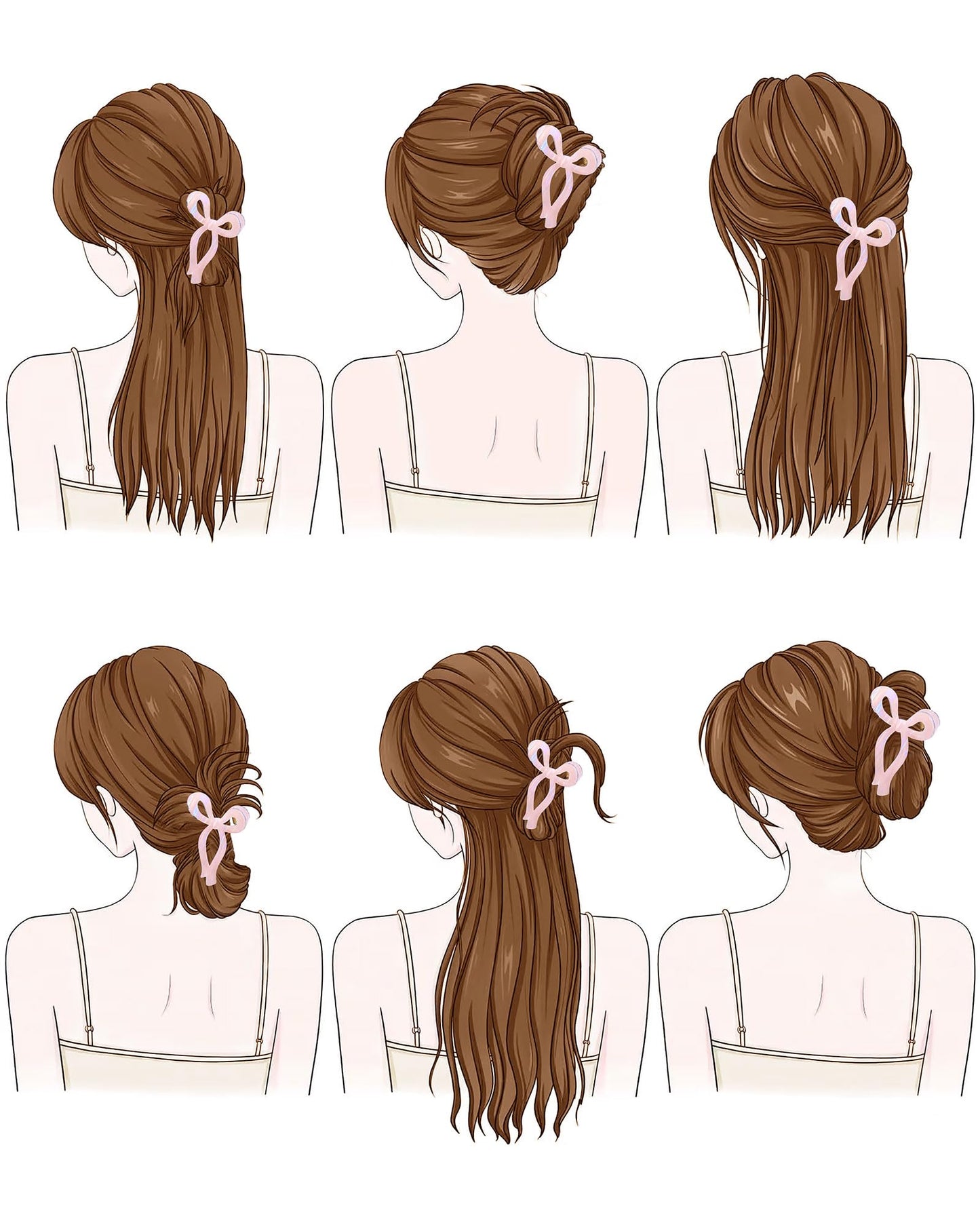 Mesovor 4 Pack Elegant Bow Hair Claw Clips, Nonslip 4.3" Large Hair Grip Hairclips for Thin and Thick | Acrylic Hair Strong Hold Hair Jaw Clamps (Mermaid Stripes)