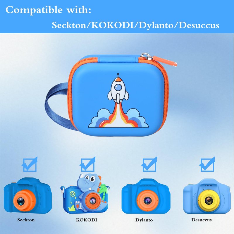 Camera Case for Seckton Upgrade Kids Selfie Camera, Case Compatible with Seckton/KOKODI/Dylanto/Goopow/Desuccus/DITUPAN/GKTZ/masterbee Digital Video Camera Toys Camcorder Storage Holder-Deep Blue