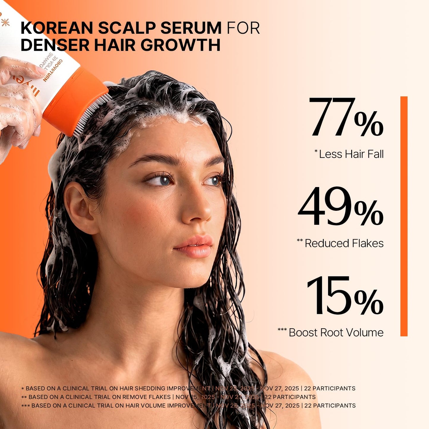 lilyeve GrowTurn 3D Volume Shampoo with Built-in Brush – For Thinning Hair & Fuller-Looking Volume, Hair loss, Gentle Scalp Care | 6.76 Fl Oz