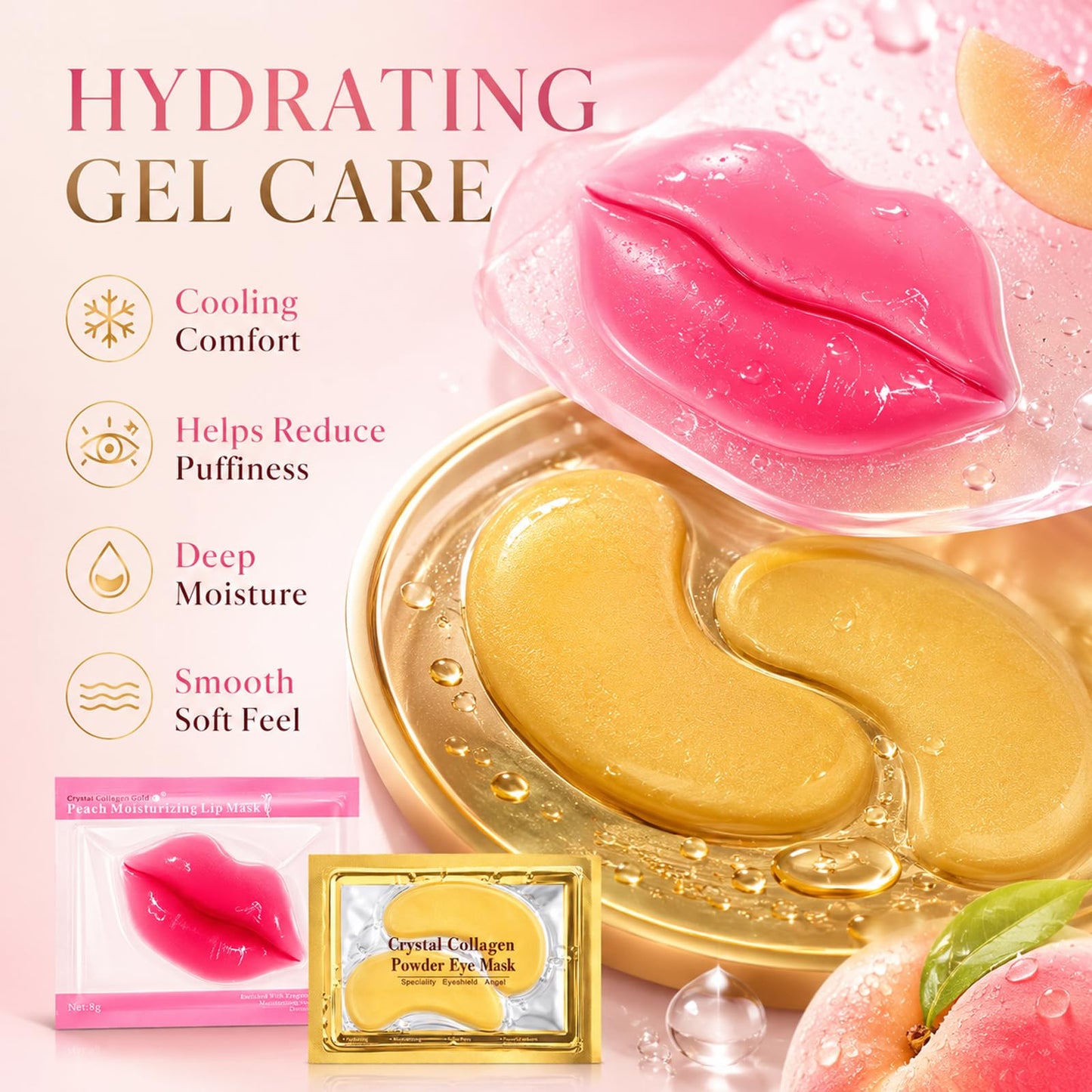 30 Pairs Lip Masks and Eye Masks, 24K Gold Under Eye Patches for Puffy Eyes, Cooling Moisturizing Lip Mask Skincare, Bridesmaid Gifts, Bridal Shower Gifts, Bulk Gifts, Bachelorette Party Favors