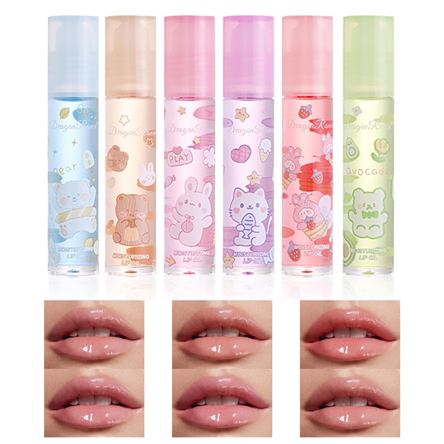 Lissymuse Nourishing Lip Oil Gloss Set, 6pcs Non-Sticky Moisturizing Smooth Glossy Finish Lip Glow Oil, Tinted Plumping Butter Lipgloss Long Lasting Lips Balm - Lips Care Stuff for Women Girls Teens