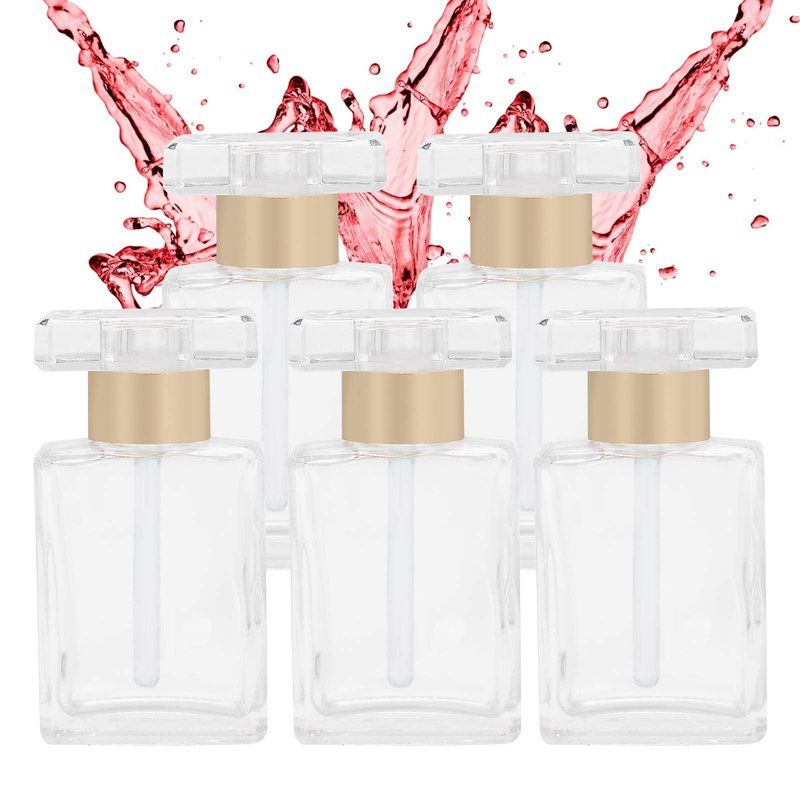 5pcs Clear Glass Empty Perfume Bottles, Travel Portable, Refillable Perfume Bottles, 17ml. Compact design, perfect for storing perfumes and essential oils.