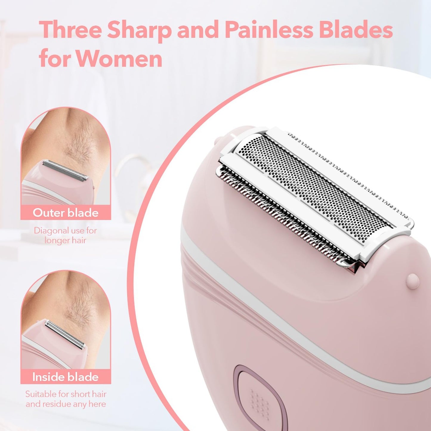 XYOUWEI Women Electric Shaver, Rechargeable Wet and Dry Use Electric Razor for Women, Body Hair Trimmer for Bikini Underarm Leg Arm Body Face Private Area