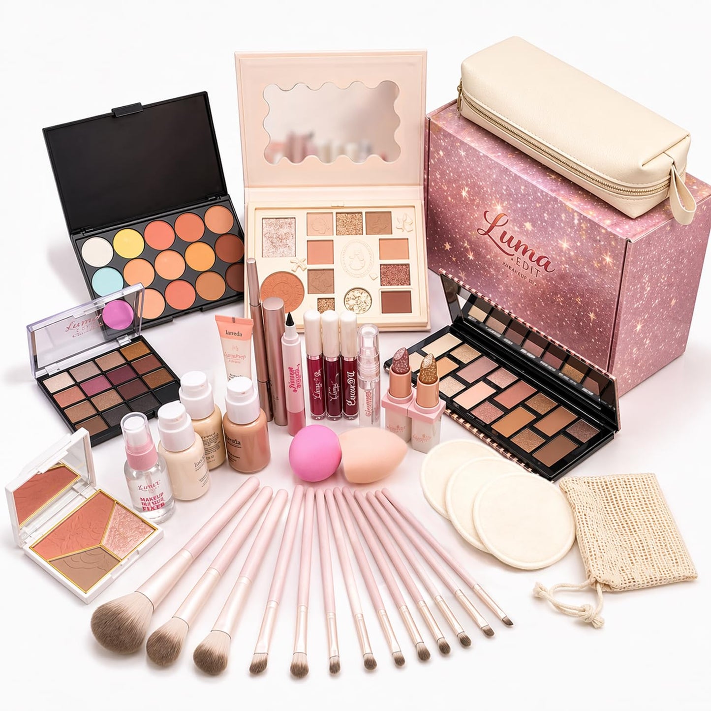 All-In-One Makeup Kit for Women | Full Face Set with Eyeshadow, Lip Gloss & Brushes - Perfect for All Skin Tones