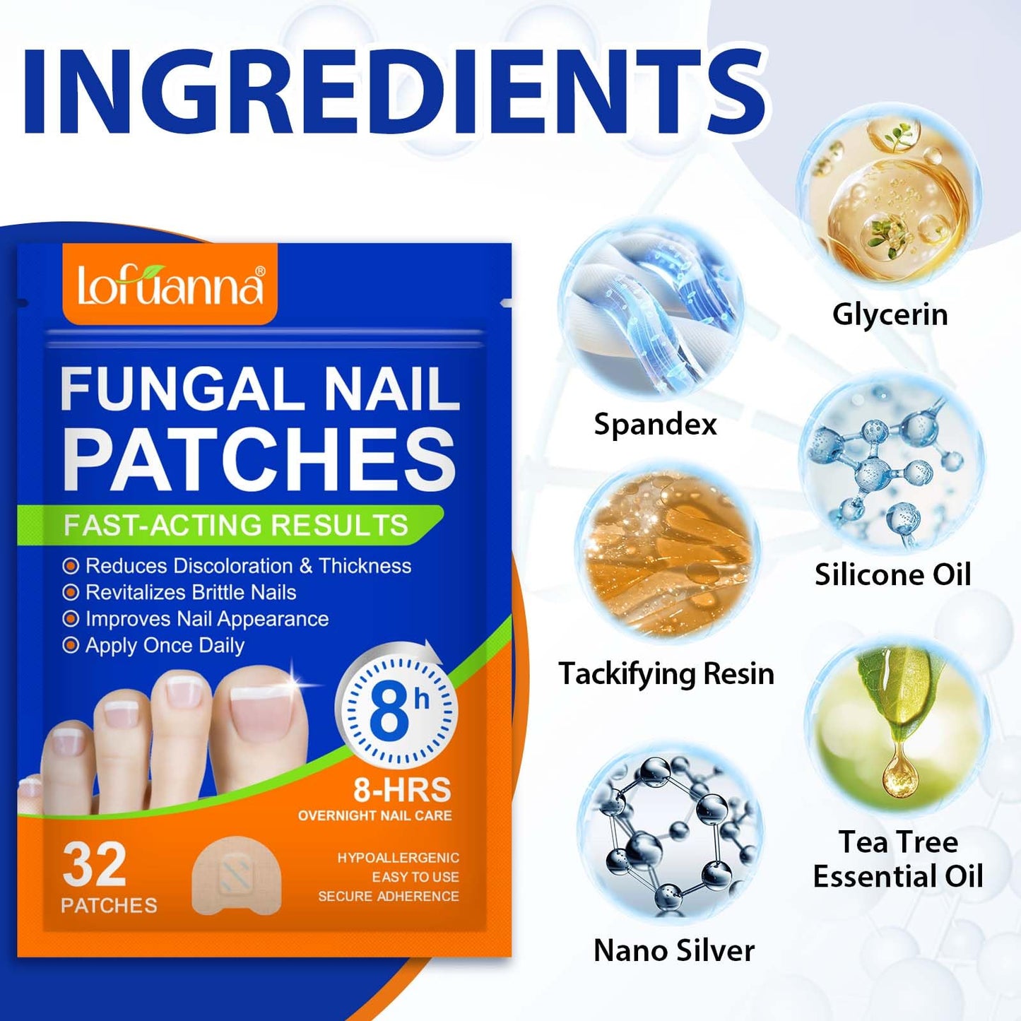 Nail Care Extra Strength - 32 Pcs Nighttime Nail Patches, Overnight Toe Nail Care for a Healthy Appearance, 8-Hour Moisturizing & Nourishing for Toenail, Suitable for Women & Men (1PC)