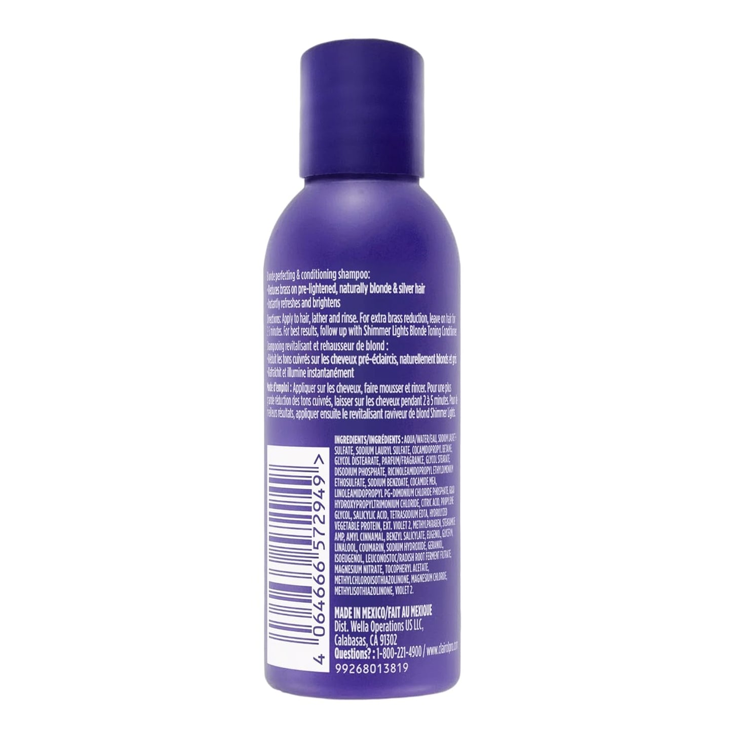 Clairol Professional Shimmer Lights Purple Shampoo - Neutralizes Brass & Yellow Tones | For Blonde, Silver & Gray Hair
