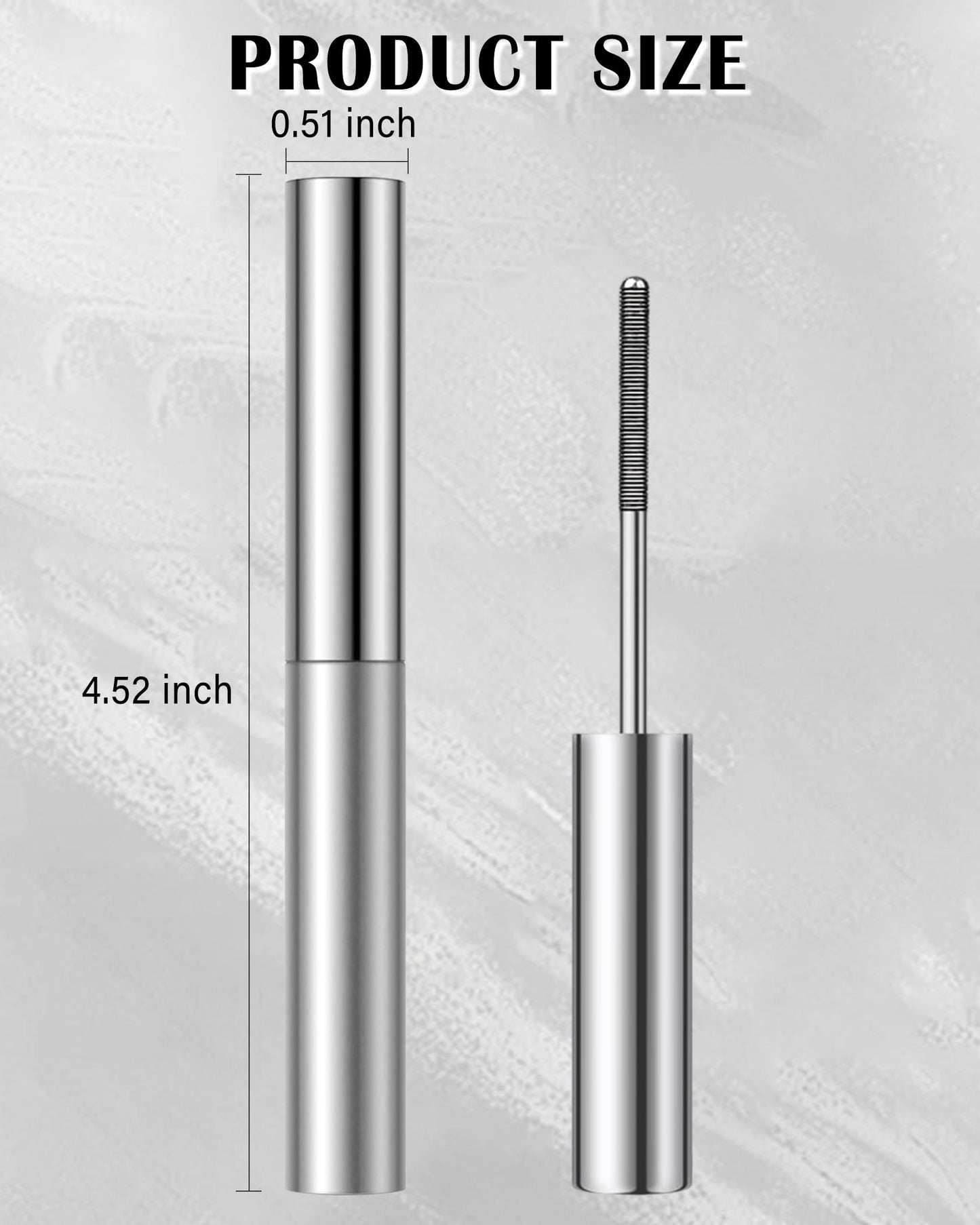 Washable Metal Rod Mascara, Black Waterproof Tube Mascara Volume and Length,3D Skinny Curling Iron Wand,Long Lasting Smudge-Proof Non Clumping Lengthening Fiber Lash Máscara Makeup for Women