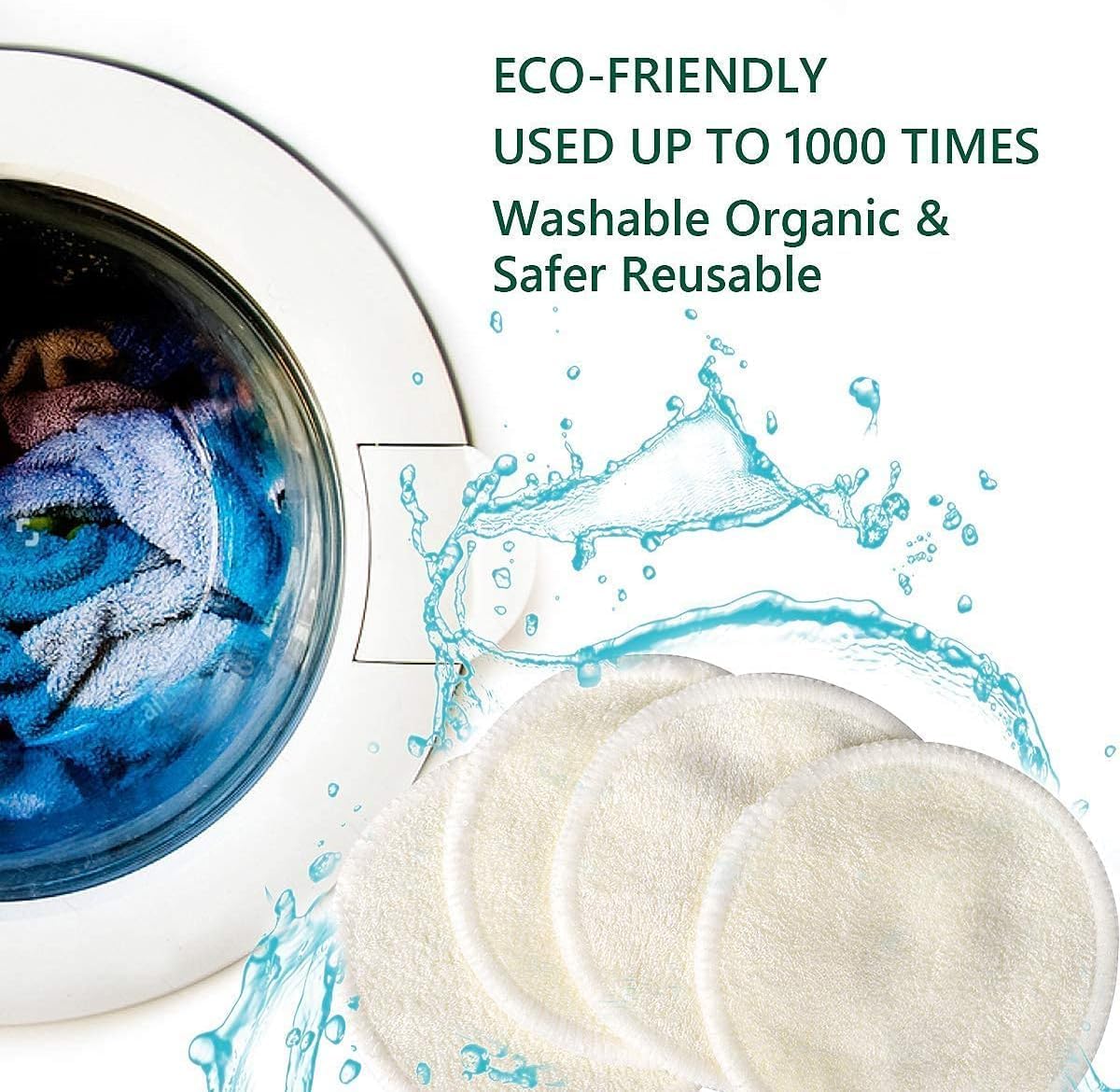 Reusable Makeup Remover Pads - Eco-Friendly Bamboo Cotton Rounds for All Skin Types | 30 Pack with Storage Bag