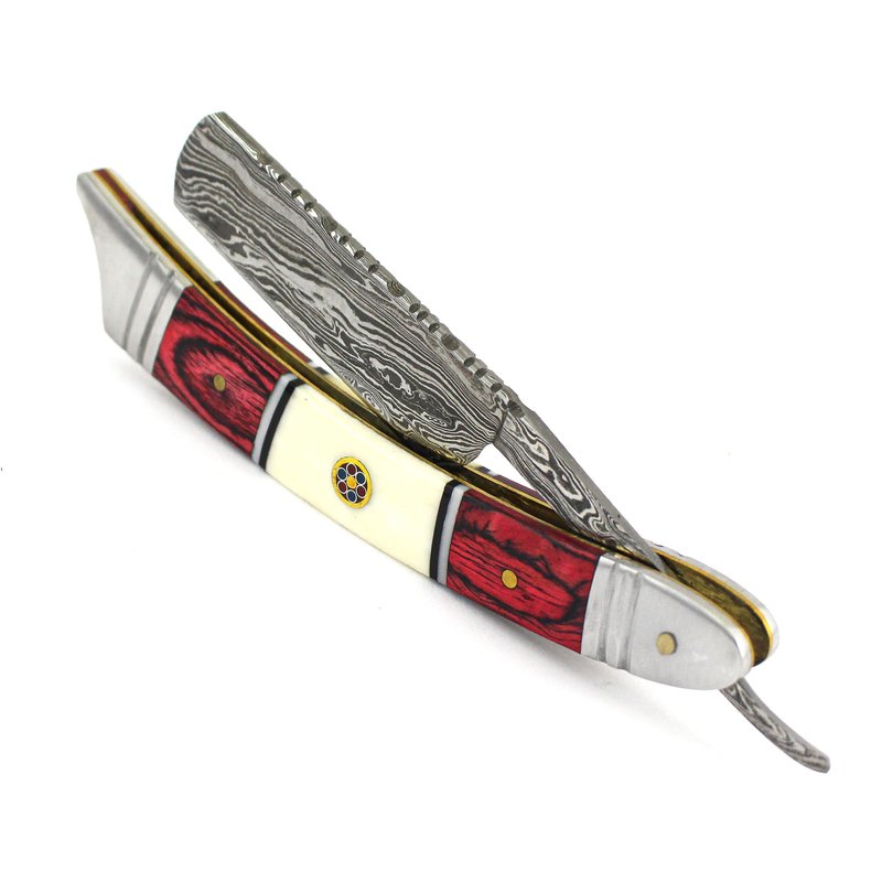 Damascus Straight Razor - Custom Shaving Blade for men - Damascus Steel Barber Approved - Straight Edge Razor For Men - Mens Straight Razor Kit -Travel Case - Best Gift Set For Him