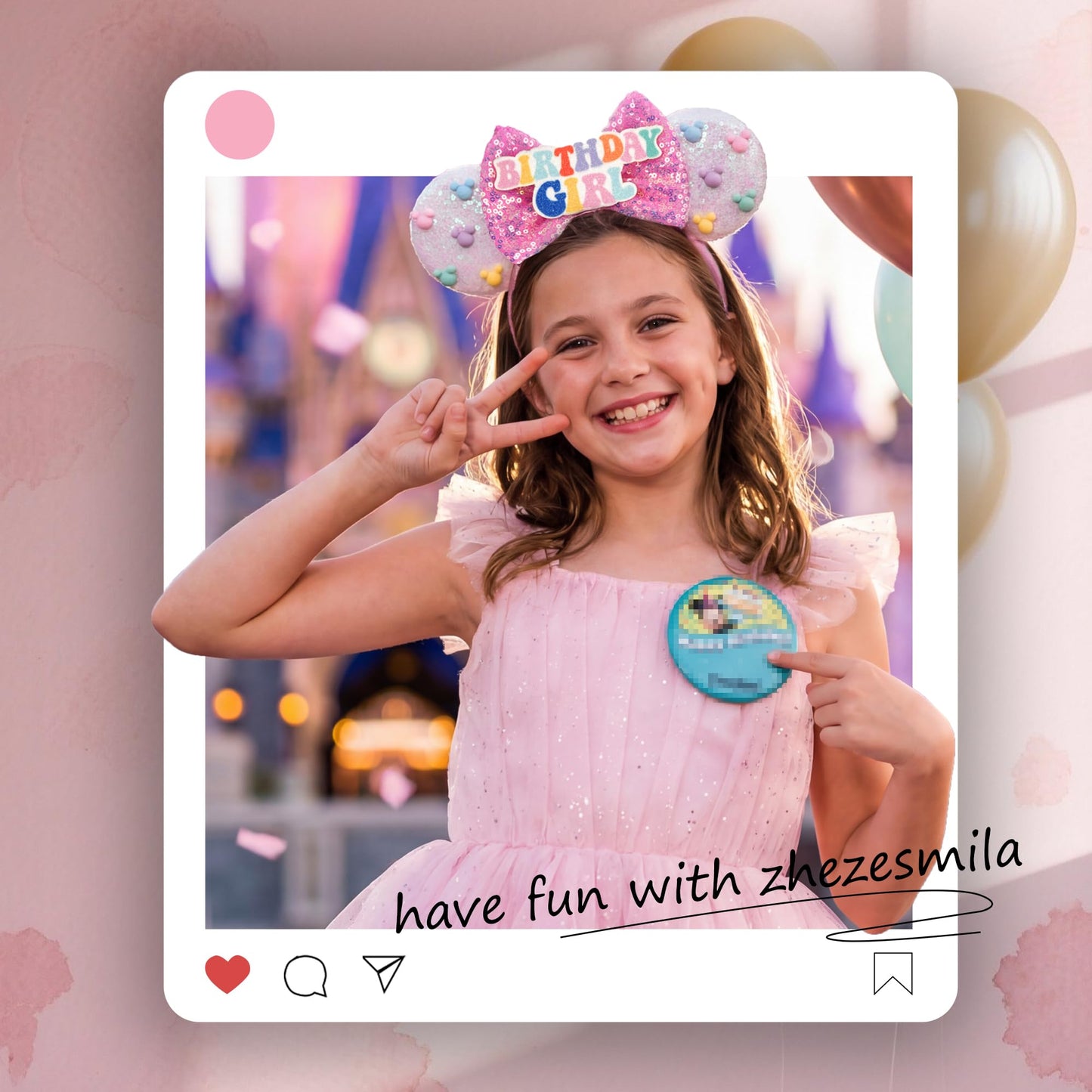 zhezesmila Mouse Ears for Women Birthday Girl Headband Sequin Ears Hair Accessories for Birthday Decorations Park Trips