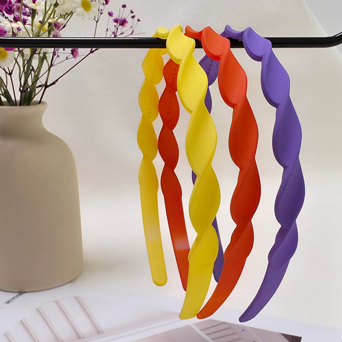 Wavy Plastic Headbands for Girls & Women - 6pcs Non-Slip Scalloped Design | Matte Flexible Hair Accessories