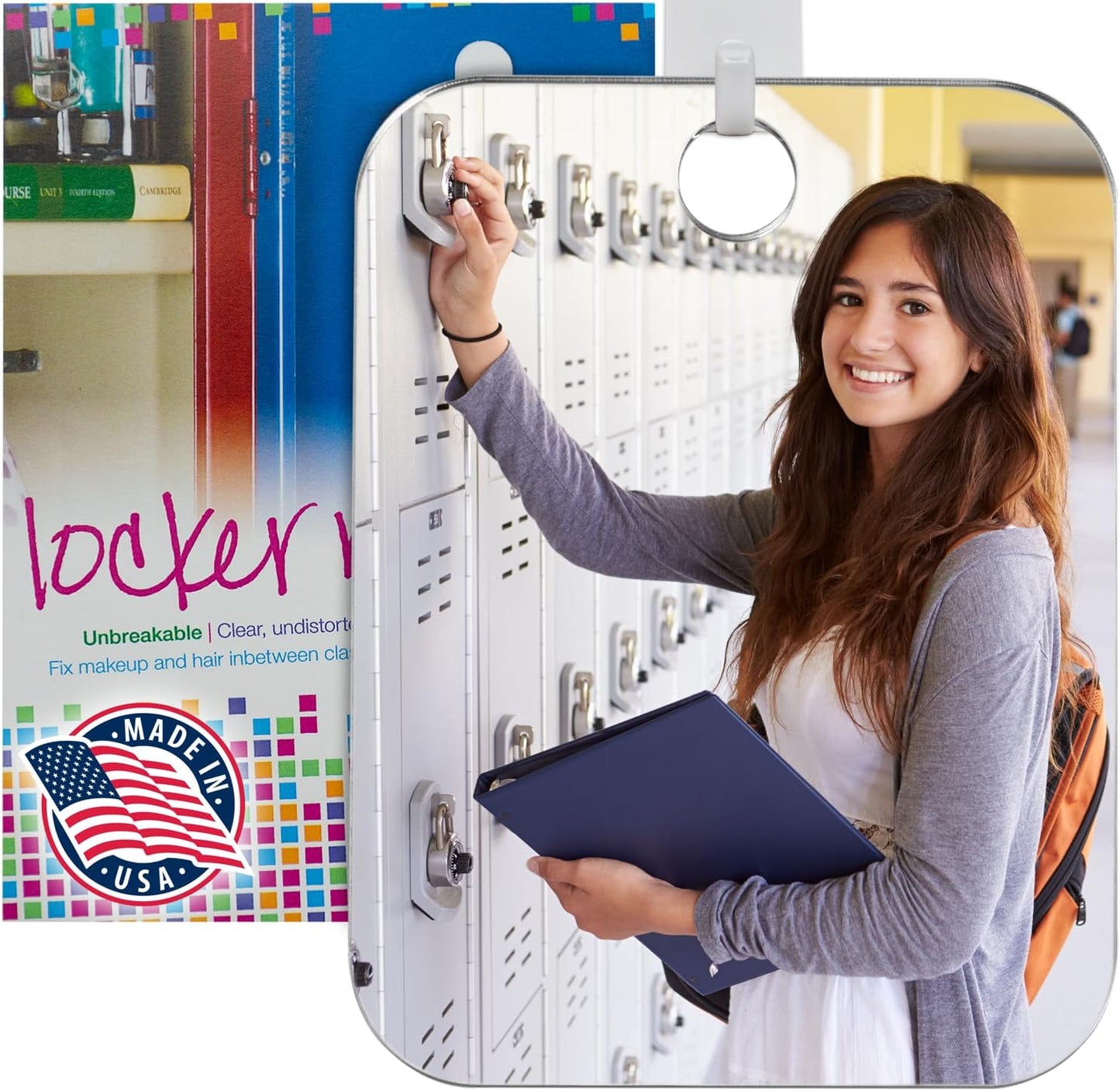 Shave Well Locker Mirror - Full-Face Travel-Friendly Hanging Mirror | Handheld Option & Removable Adhesive Hook