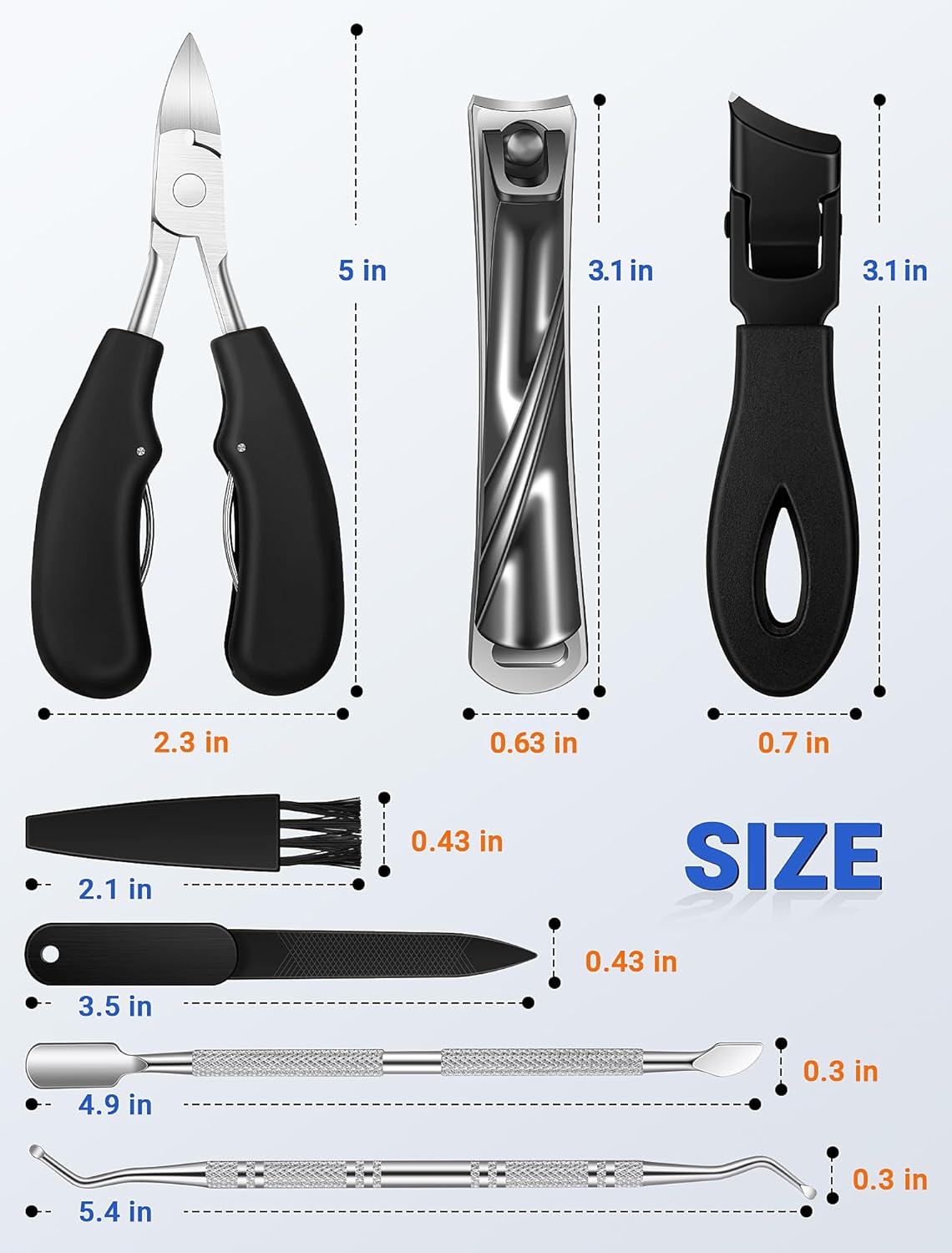 Toenail Clippers for Seniors - Heavy Duty Ingrown Toenail Cutter with Long Handle | 7-Piece Set for Thick Nails