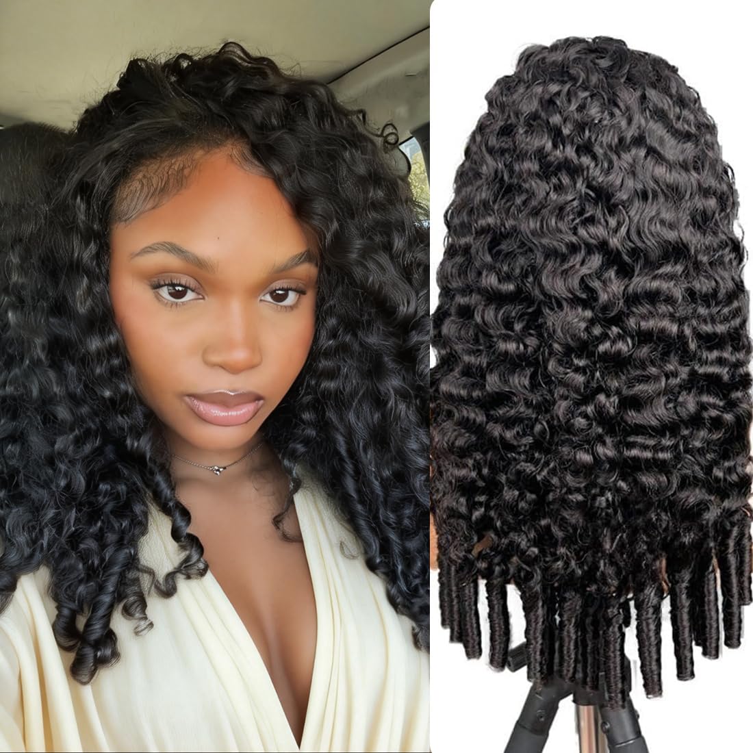 Burmese Curly Half Wig - 200% Density Human Hair | Beginner-Friendly, Easy Install, Natural Color (14 Inch)
