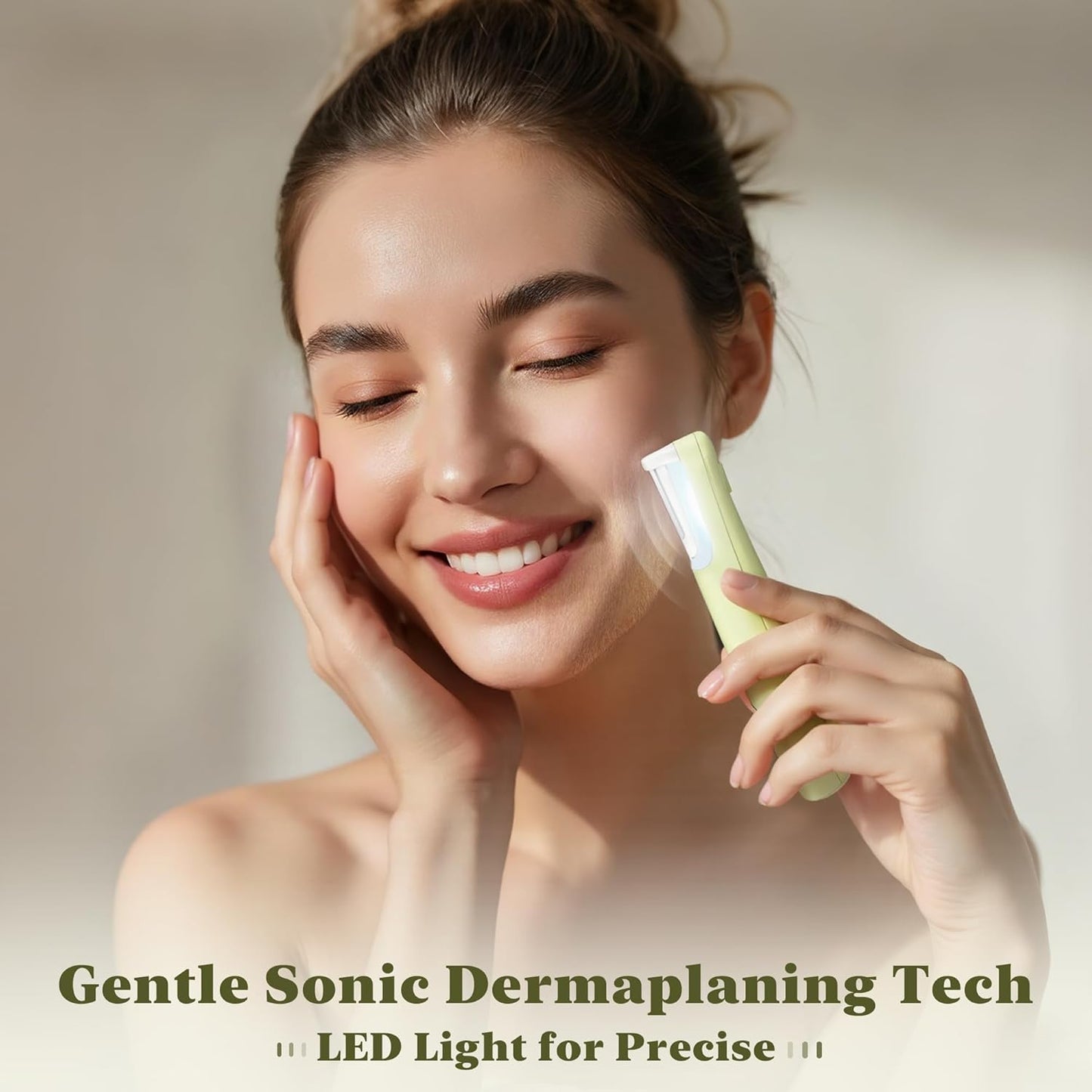 Dermaplaning Tool for Face - Sonic Razor with LED Light | 3 Speed Rechargeable Exfoliator & 10 Refill Blades - Green