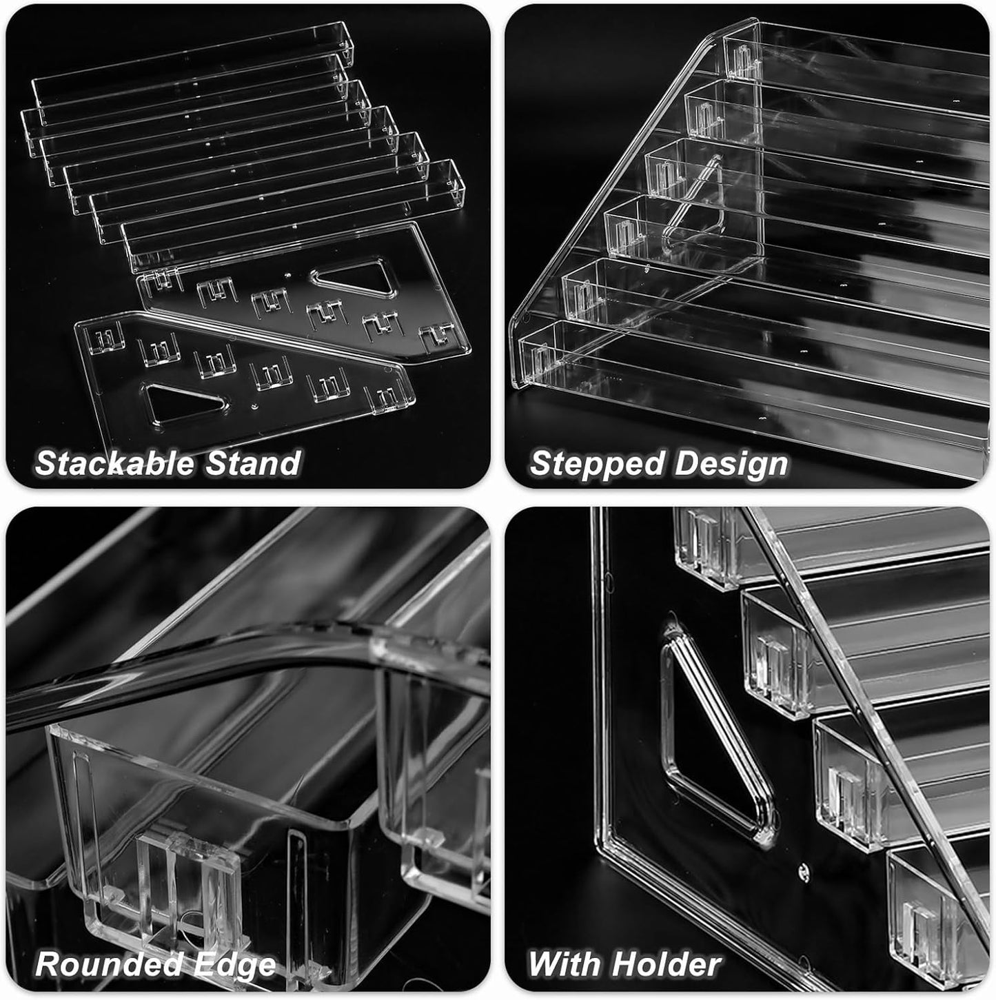 Nail Polish Organizer - Clear Acrylic Makeup Stand & Eyeglasses Display Rack | 6-Layer Storage Tray