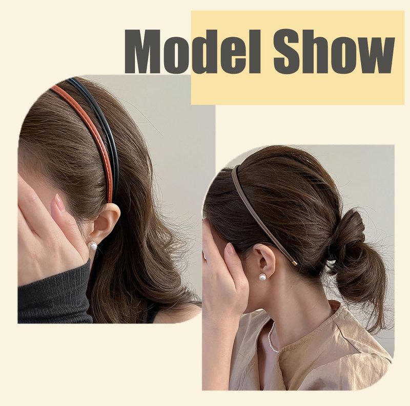 Skinny Leather Headbands for Women - Trendy No-Headache Non-Slip Hair Accessories | 5 Pcs Set (Beige/Brown/Black/White/Tan)