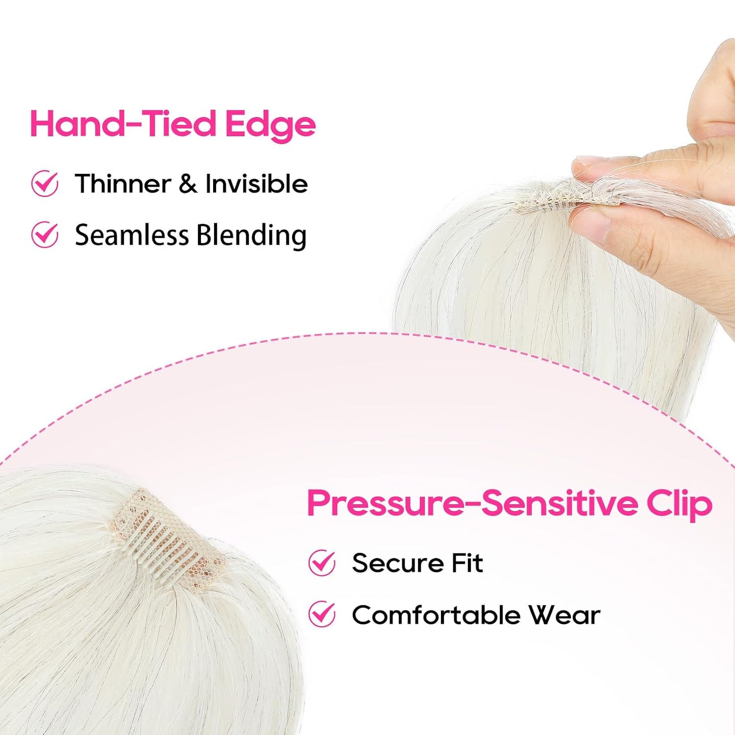 REECHO Clip-In Hair Volumizer - Short Thick Extensions for Thin Hair | Platinum Blonde with Black Strands, 8 Inch
