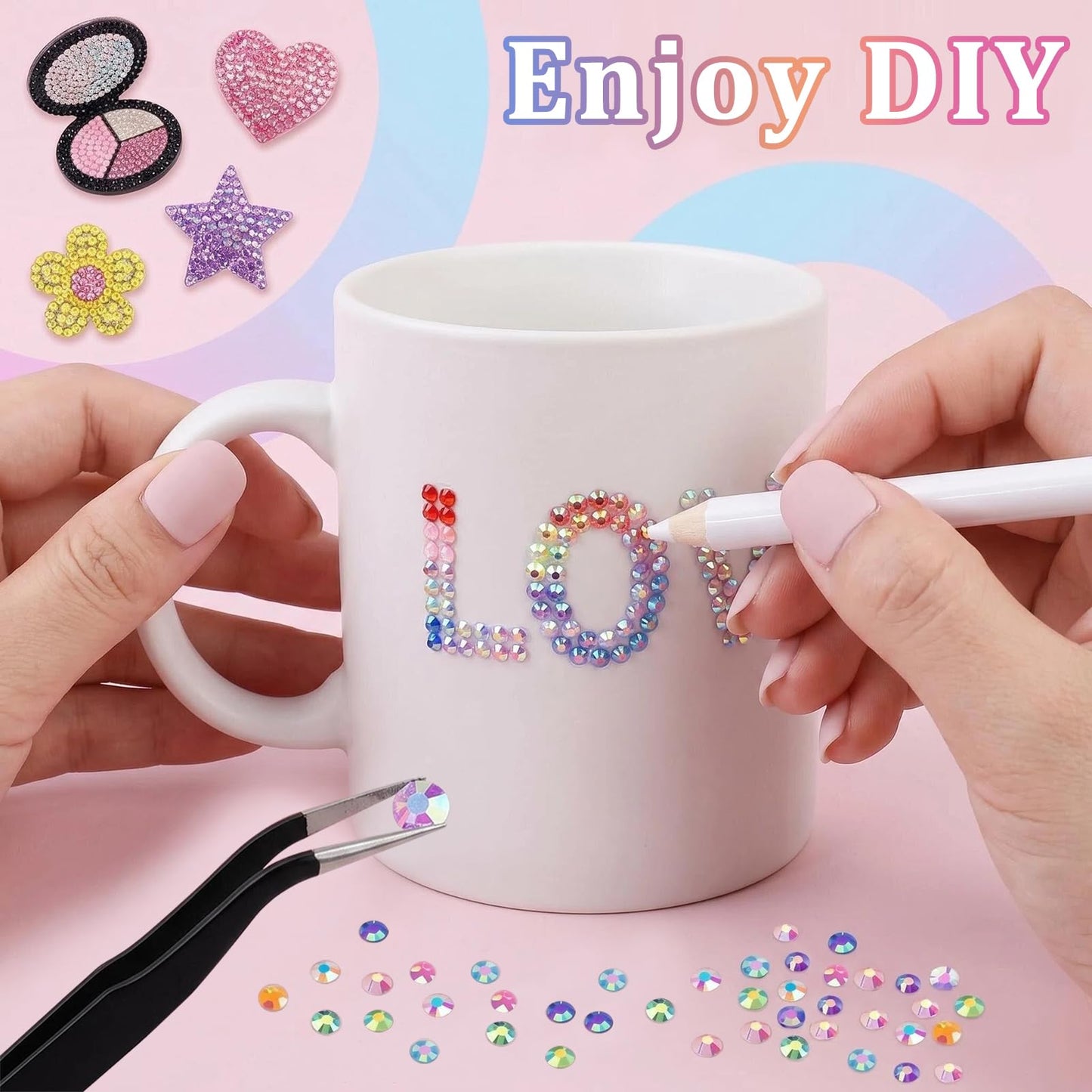 OGACRLA 42000Pcs Bedazzling Kit 40 Colors Resin Jelly Resin Rhinestones for Bedazzling with Tweezers, 3mm Bedazzler Kit with 3Pcs B7000 Jewelry Glue for Tools, DIY Arts, Bedazzled Nail & Crafts Gifts