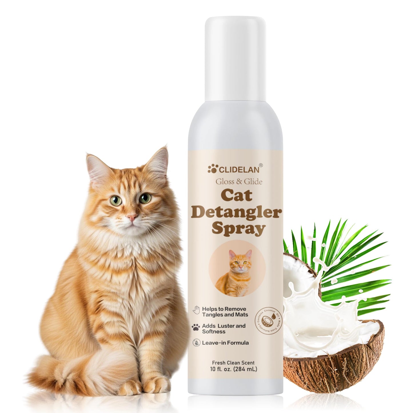 Cat Detangler Spray – Cat Matted Fur Remover for Matted Hair & Everyday Grooming–Dematting Spray for Cats to Loosen Knots, Reduce Pulling, Hydrate Coat & Keep Your Cat’s Fur Soft, Smooth & Manageable