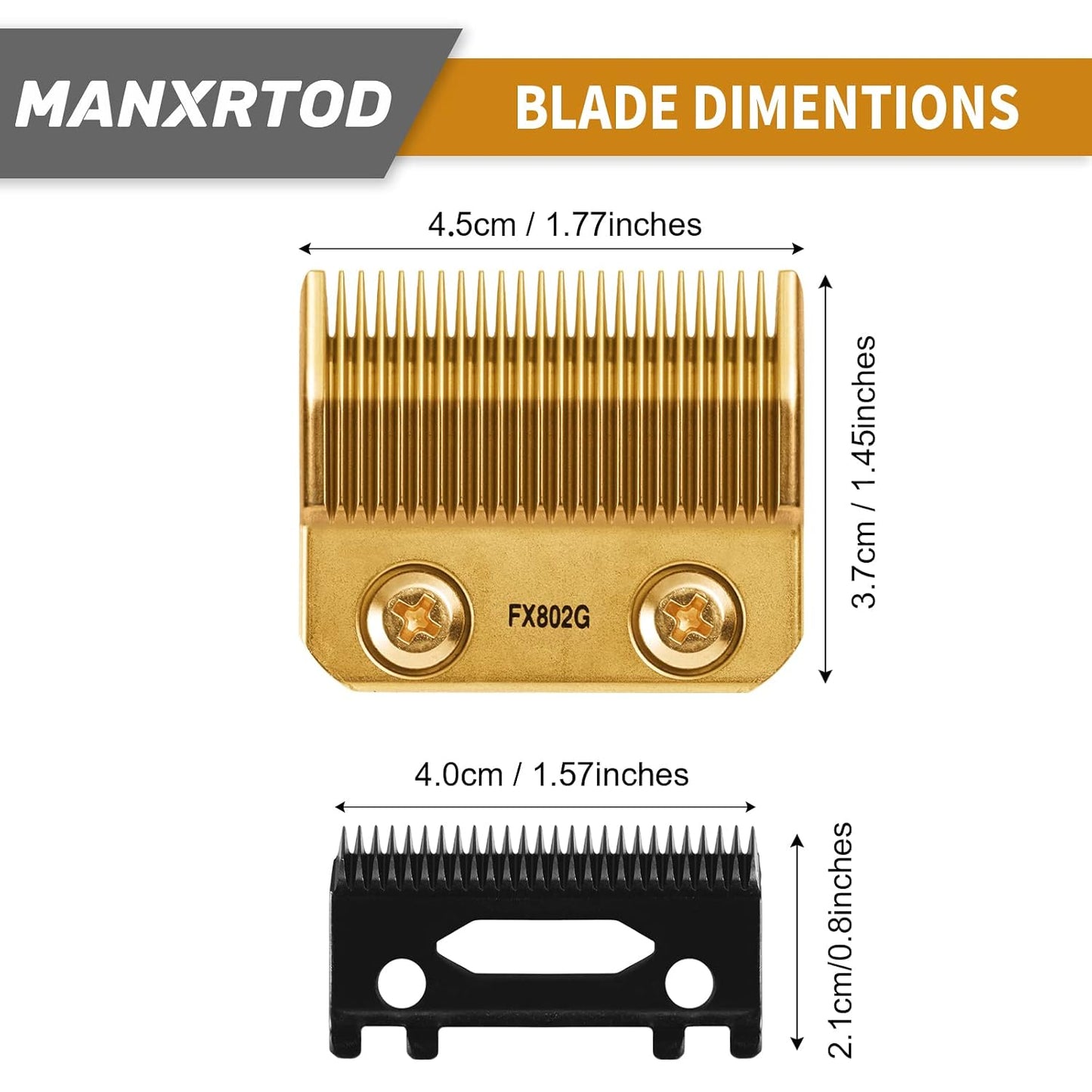 Replacement Blades for FX870/FXF880/FX810 Clippers - DLC Gold Taper Blades | Compatible with BaByliss FX802G