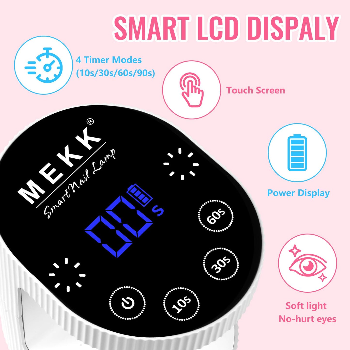 MEKK Cordless Mini UV Light for Gel Nails - 24W Rechargeable Mini UV LED Nail Lamp with Touch Control & Auto Sensor,Small Flash Cure Lamp,4 Timers,Portable Nail Light for Tavel & Home Use(White)
