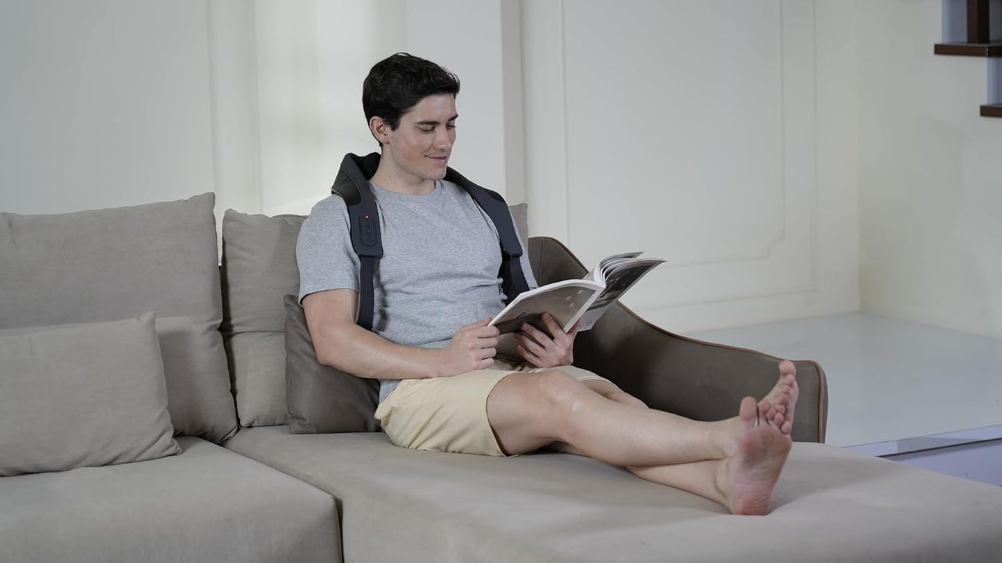 CooCoCo Cordless Neck Massager with Heat - Wearable Shiatsu for Pain Relief | Rechargeable, Hands-Free Design