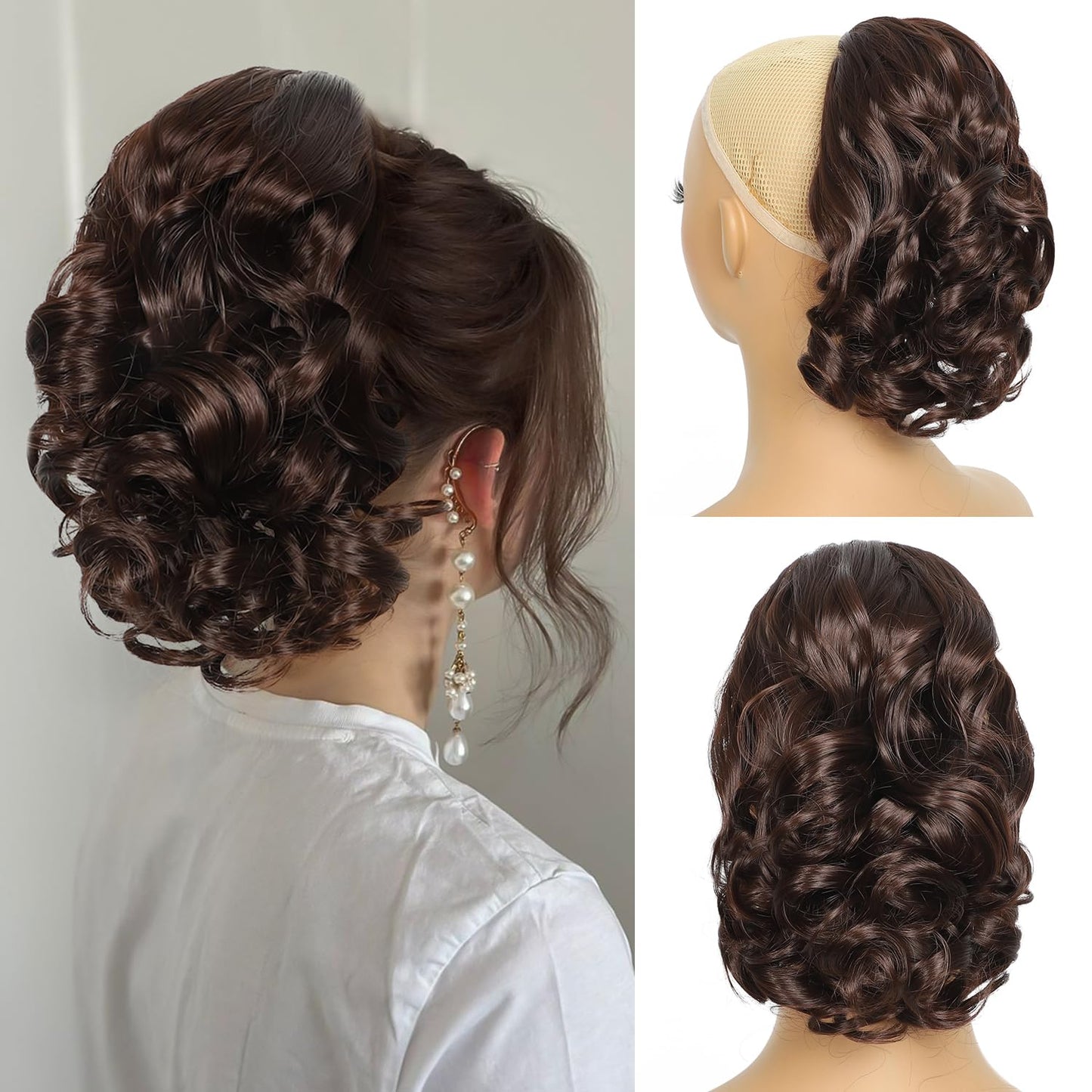 Curly Ponytail Extension - 10 Inch Drawstring Gray Synthetic Hairpiece for Women | Perfect for Daily Wear & Parties