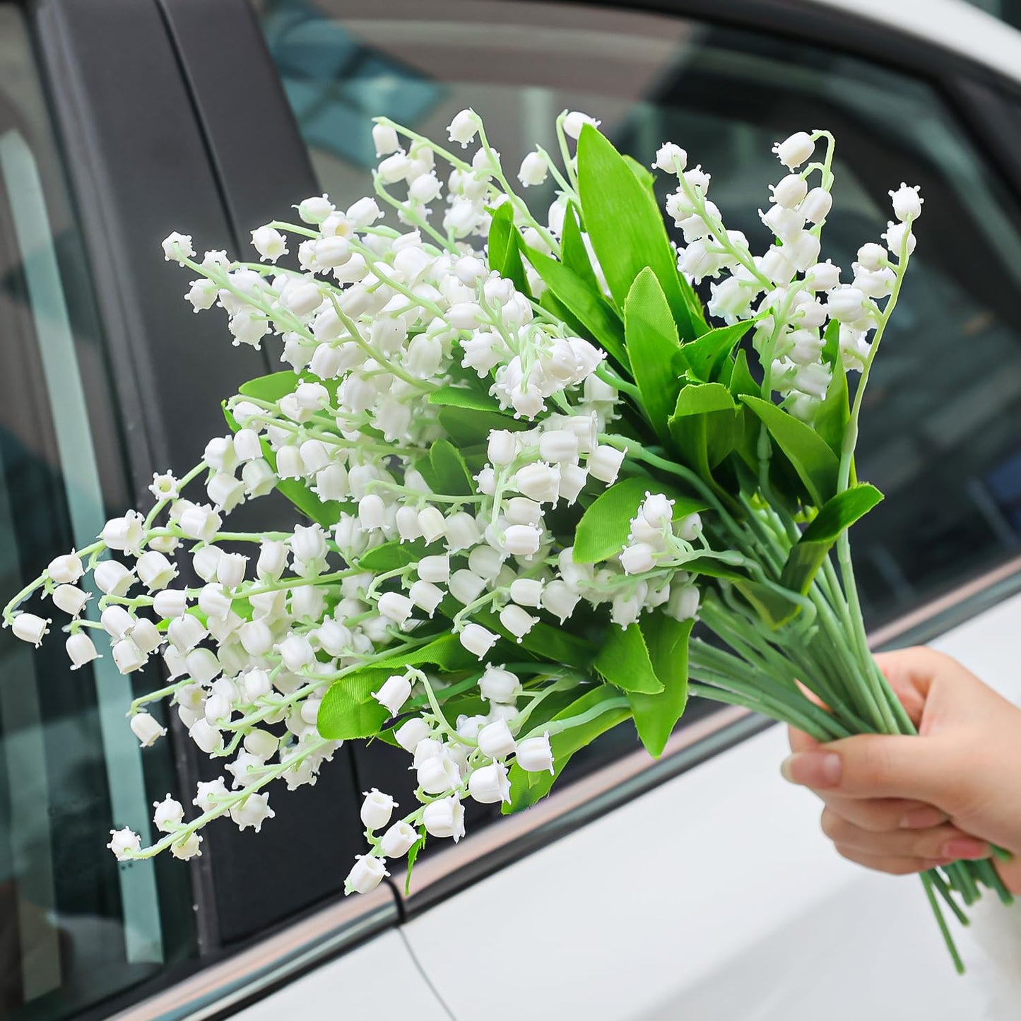 10Pcs Lily of The Valley Plastic Orchid Flower Artificial Bellflower DIY Wedding Bouquet Household Vase Table Party Decoration (10PCS)