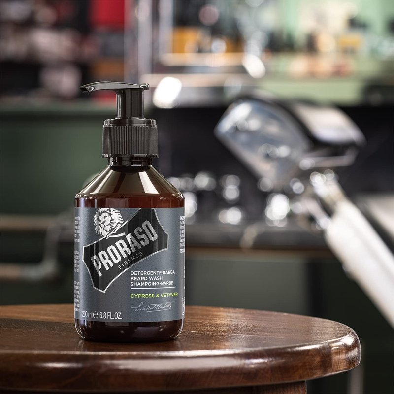 Proraso Cypress and Vetyver Beard Wash - Moisturizing & Cleansing Bergamot & Vetiver Beard and Face Wash - Men's Facial Cleanser - 6.8oz
