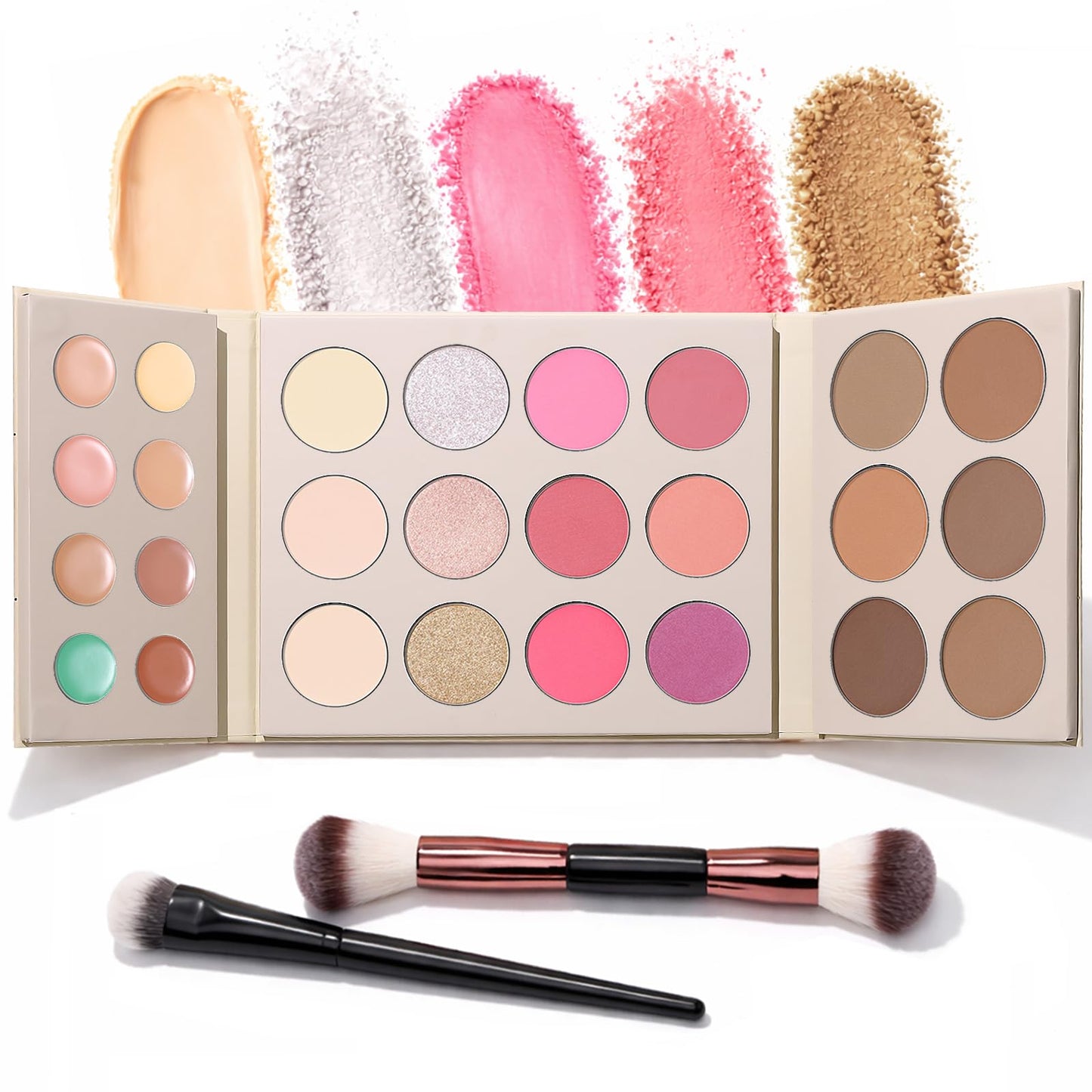 UCANBE 26 Colors Face Makeup Palette Set, All-in-One Makeup Set Includes Concealer, Highlight, Blush, Bronzer with 2 Brushes – Multi-Use Facial Beauty Makeup Gifts Kit for Women Travel-Friendly