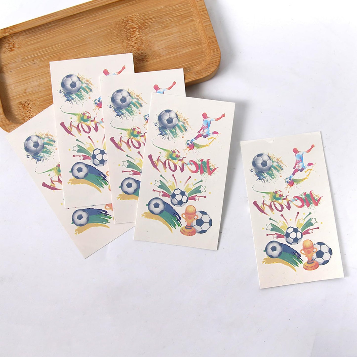 Trantranapa 5 Sheets Soccer Temporary Tattoos for Football Fans, Waterproof Football Victory Trophy Face Stickers, Soccer Face Tattoo Body Decor for Fan Party Cheering Accessories