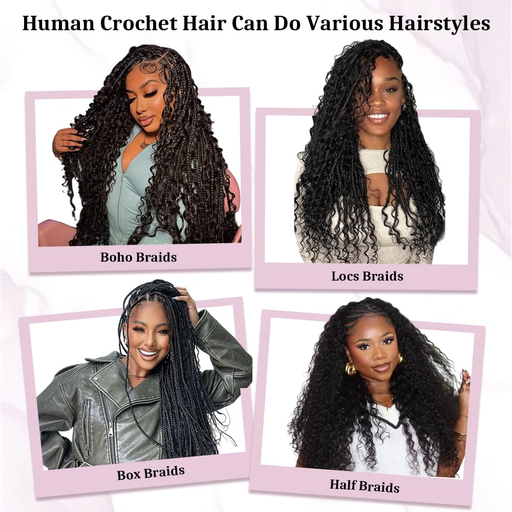 Burmese Curly Crochet Hair - 120g Knotless Pre-Separated Bundles | 16-Inch Natural Black for Black Women