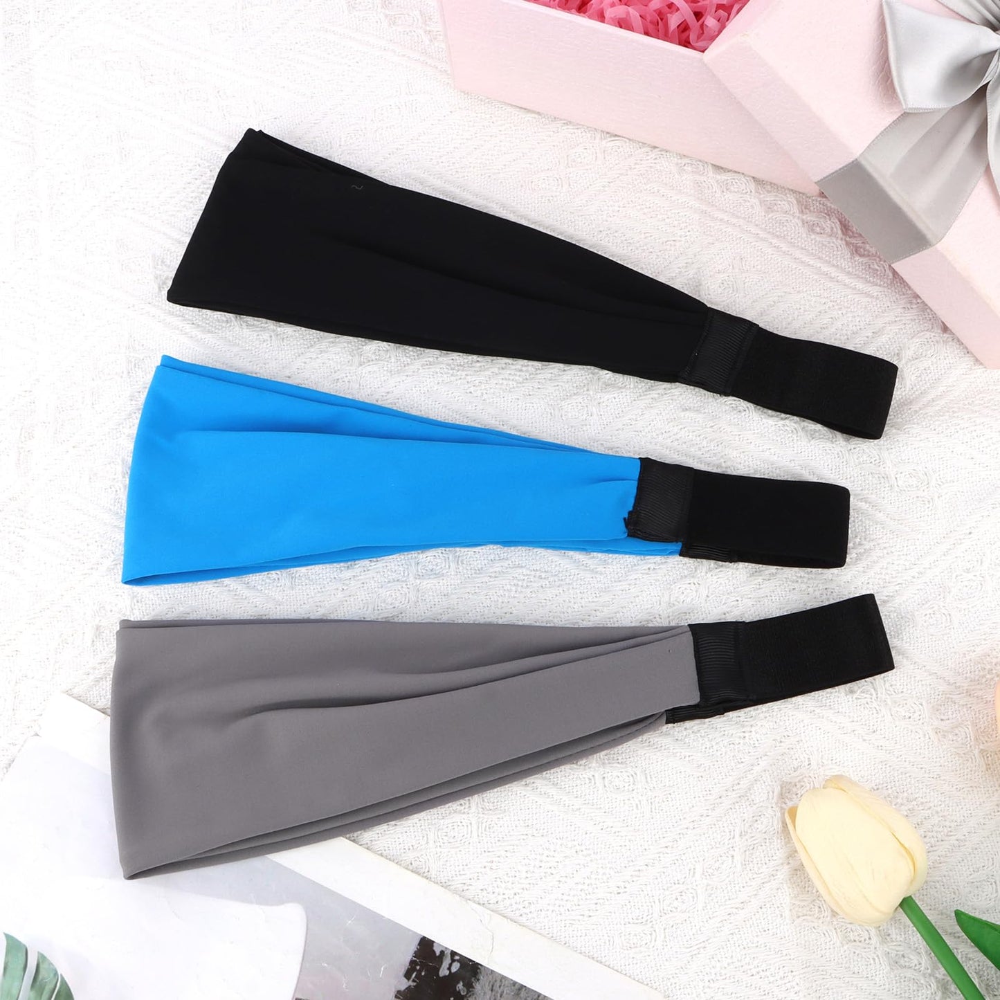 YARIEW Headbands for Women Non Slip Elastic Head Bands Stretch Hair Wraps Thin Headbands for Washing Face, Workout, Yoga, Running, Makeup, Spa, and Hair Accessories Black