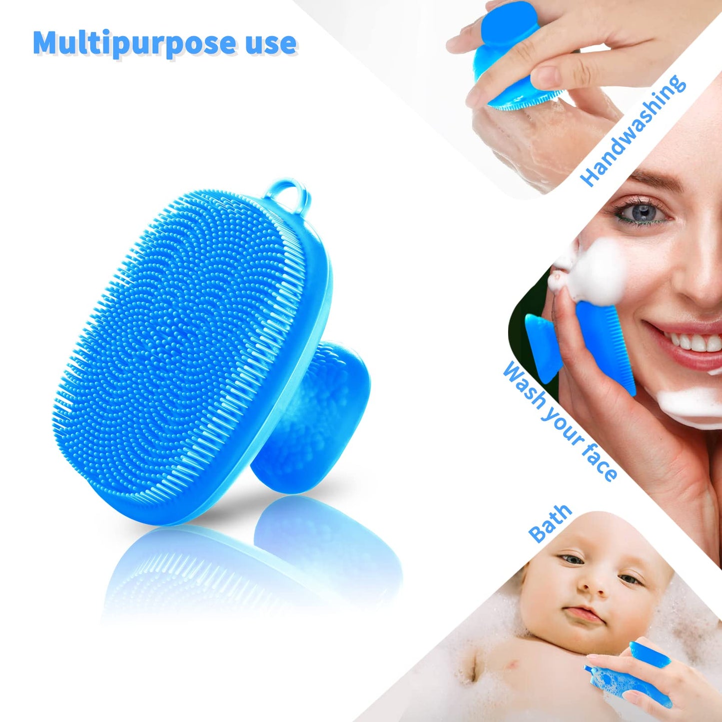 Silicone Face Scrubber for Men Facial Cleansing Brush Silicone Face Wash Brush Manual Waterproof Cleansing Skin Care Face Brushes for Cleansing and Exfoliating (Blue)