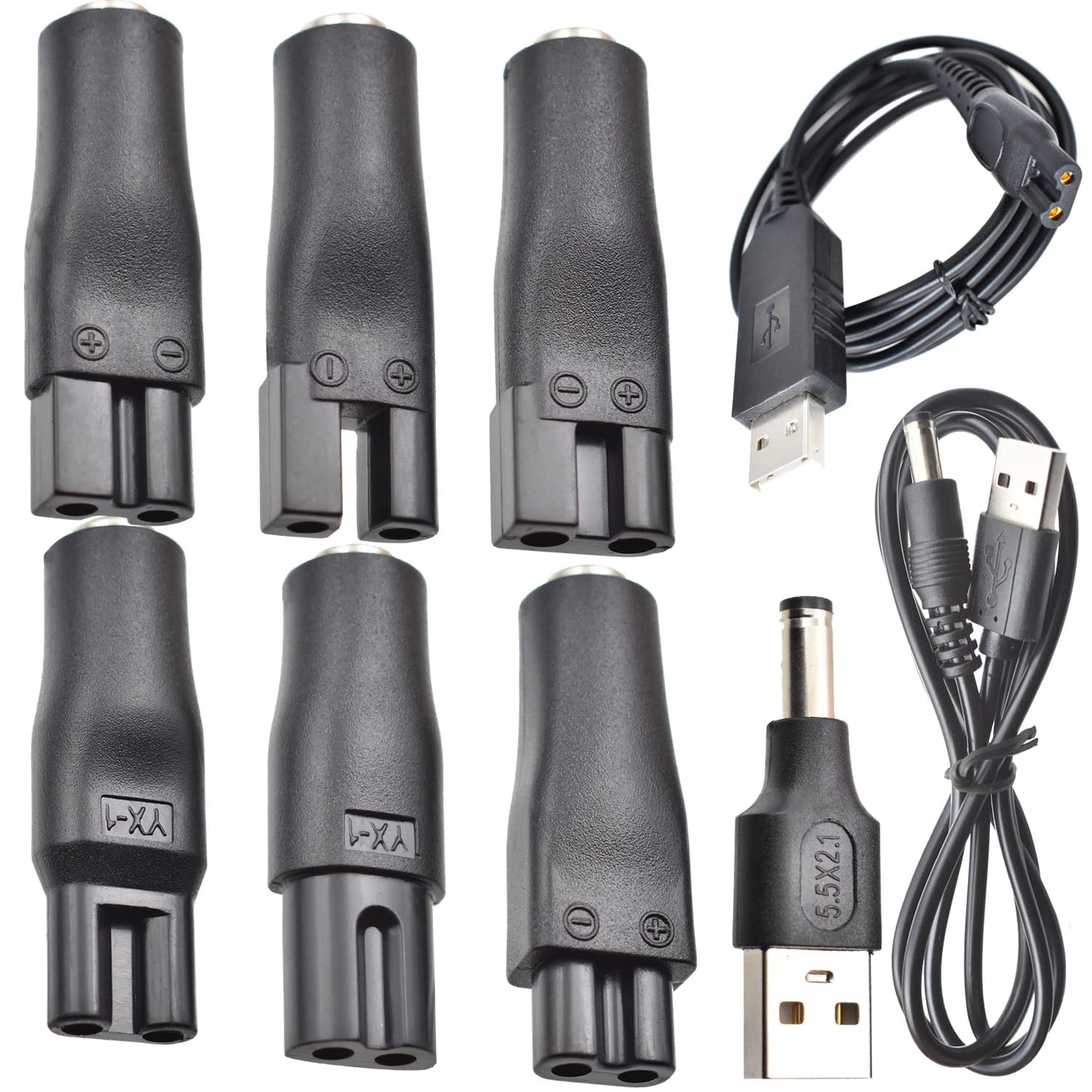 BOEEA 9 PCS Replacement Power Cord 5V Charger USB Adapter Suitable for Electric Hair Clippers, Beard Trimmers, Shavers, Beauty Instruments, Desk Lamps, Purifiers.