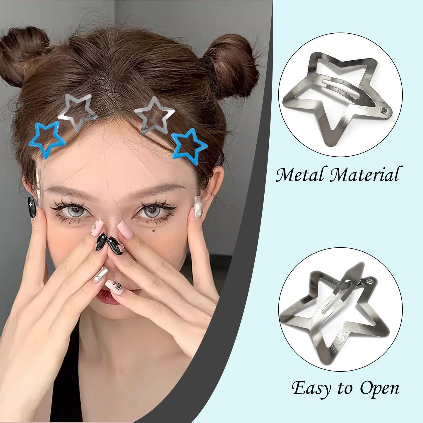 Drnytunk Star Hair Accessories - 50Pcs Colorful Metal Non-Slip Snap Hair Clips and Barrettes for Girls and Women
