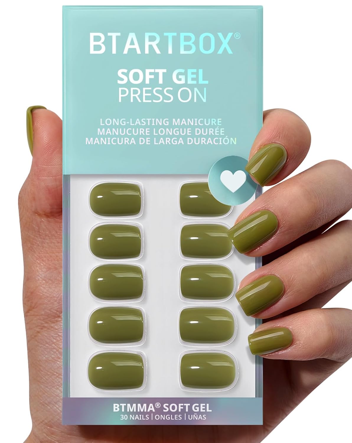 Press On Nails - Almond Shape Pastel Baby Pink Short Nails | Opaque Soft Gel, 32-Piece Kit in 16 Sizes