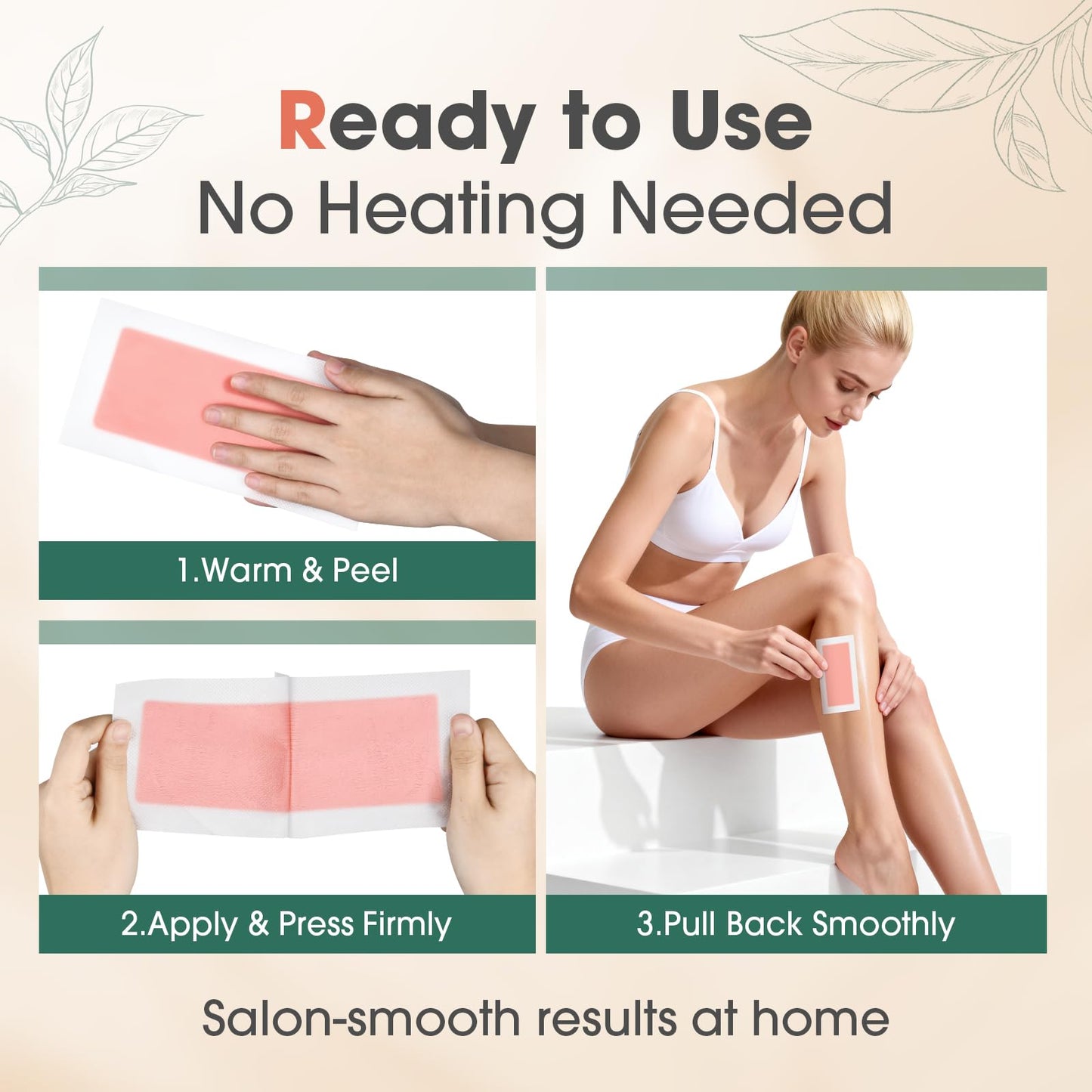Wax Strips for Hair Removal: 60 Count Face & Body Waxing Kit for Women & Men, Ready to Use Cold Wax Strips for Facial Hair Removal, Upper Lip, Chin, Bikini, Underarm, Arms, Legs, Sensitive Skin